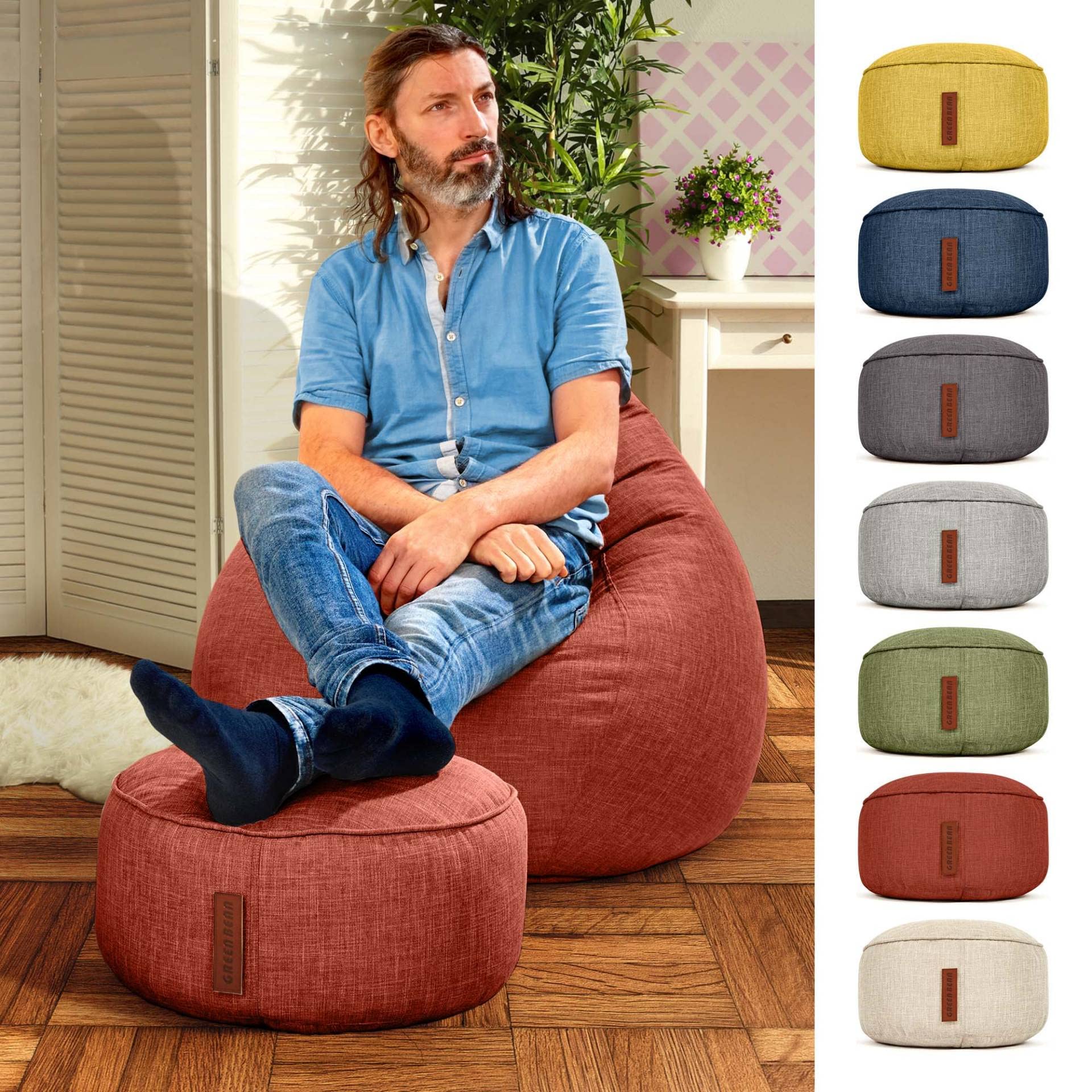 Green Bean© Tabouret 45x25cm avec Remplissage de Perles EPS - Tabouret pour Pieds Coussin pour Pieds Pouf-Siège - Coussin de Sol pour Enfants et Adultes - Repose-Pieds Coussin Siège Chaise Rouge