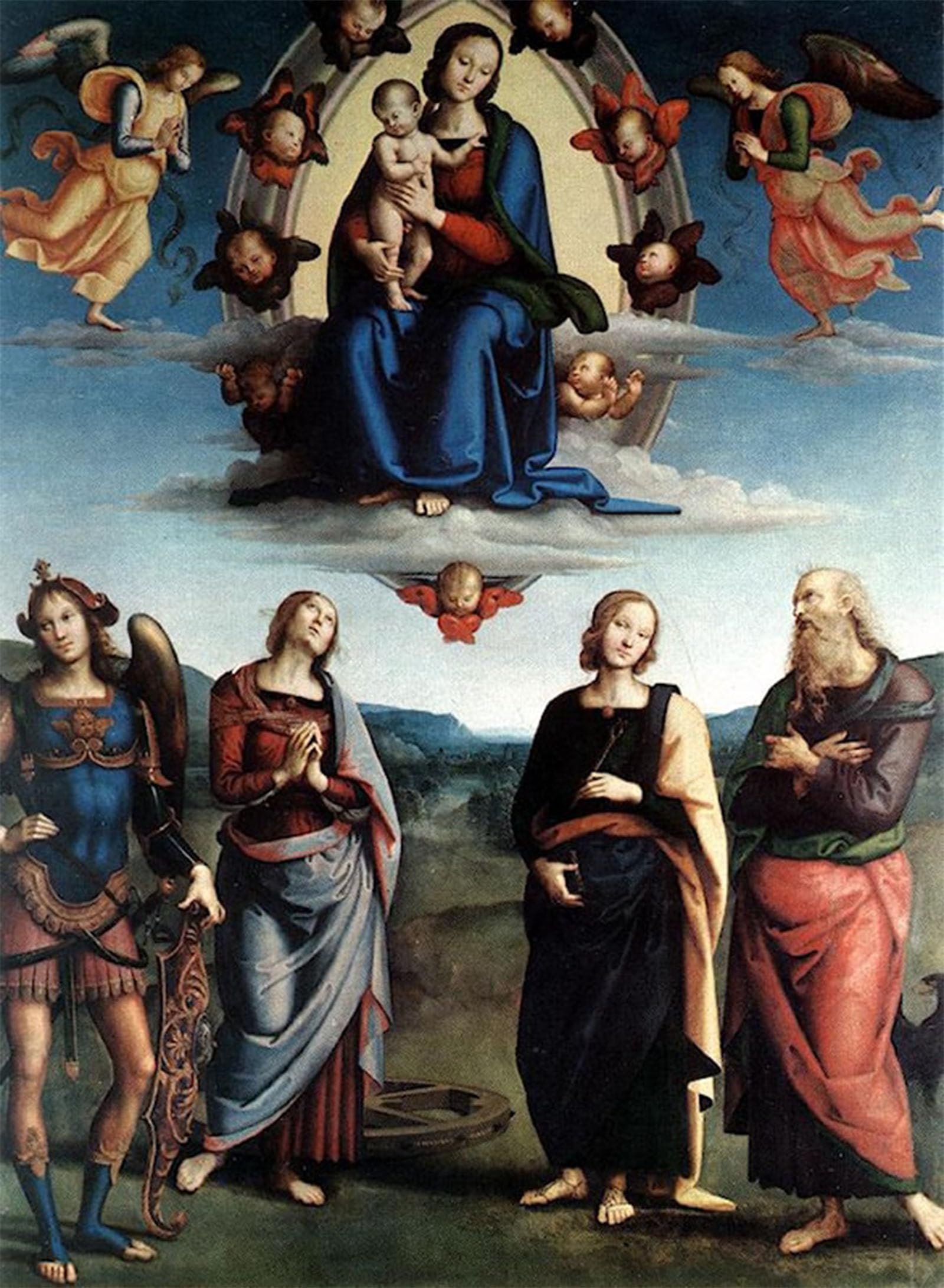 ARTXLXXBN Famous Painting Art Wall Decor Abstract Art Picture Woman in Glory with the Child and Saints by Pietro Perugino Animal Pictures for Home Decor 60x90cm