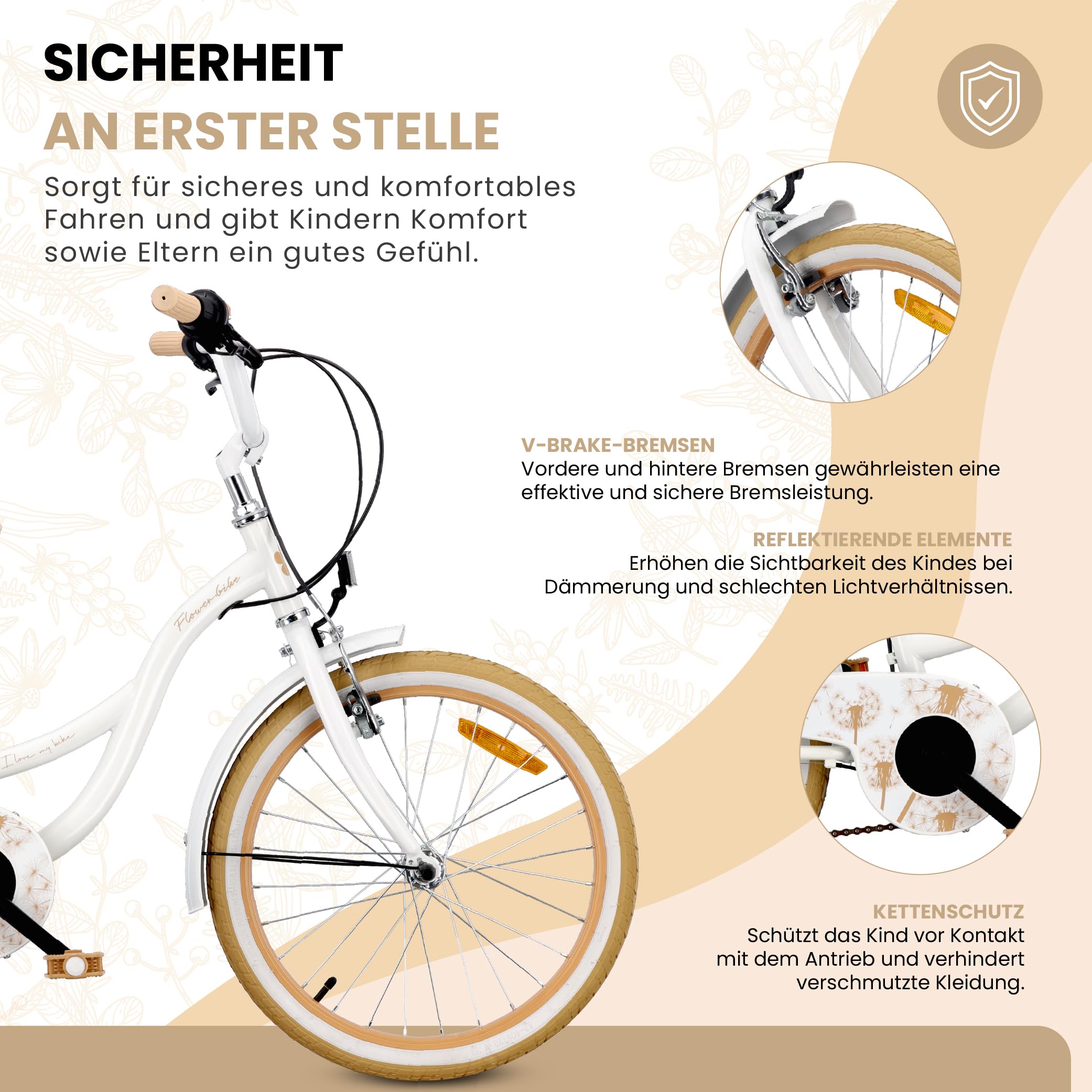 sun baby Mädchenfahrrad 20 Zoll Flower Bike Radgröße zur Auswahl 6 Gang Shimano Kinderfahrrad Kinderrad für Mädchen von 6 bis 10 Jahre verstellbare