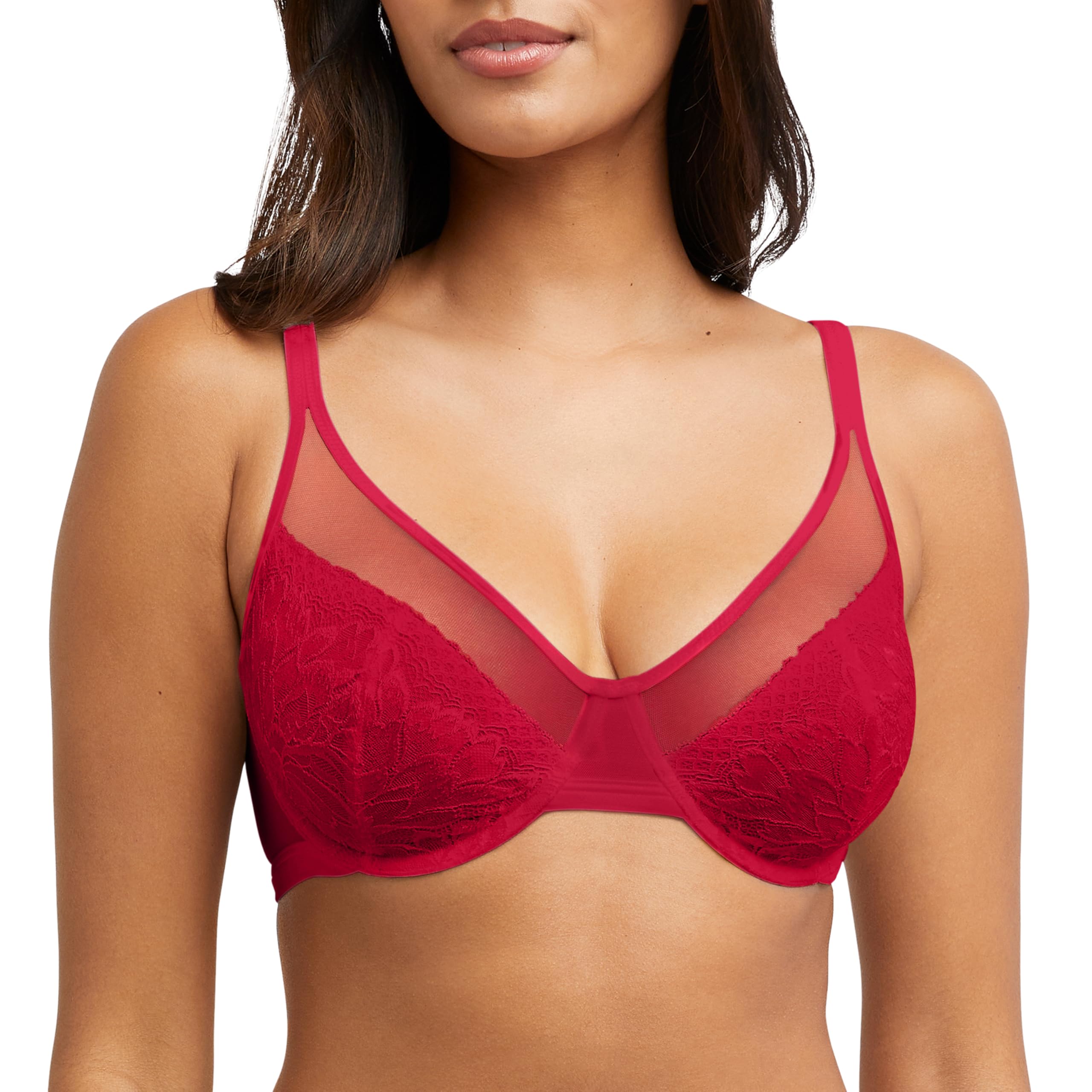 Bali Women's Scarlet Berry One Smooth U Lace Minimizer, Underwire Full-Coverage Convertible Bra, 36Dd
