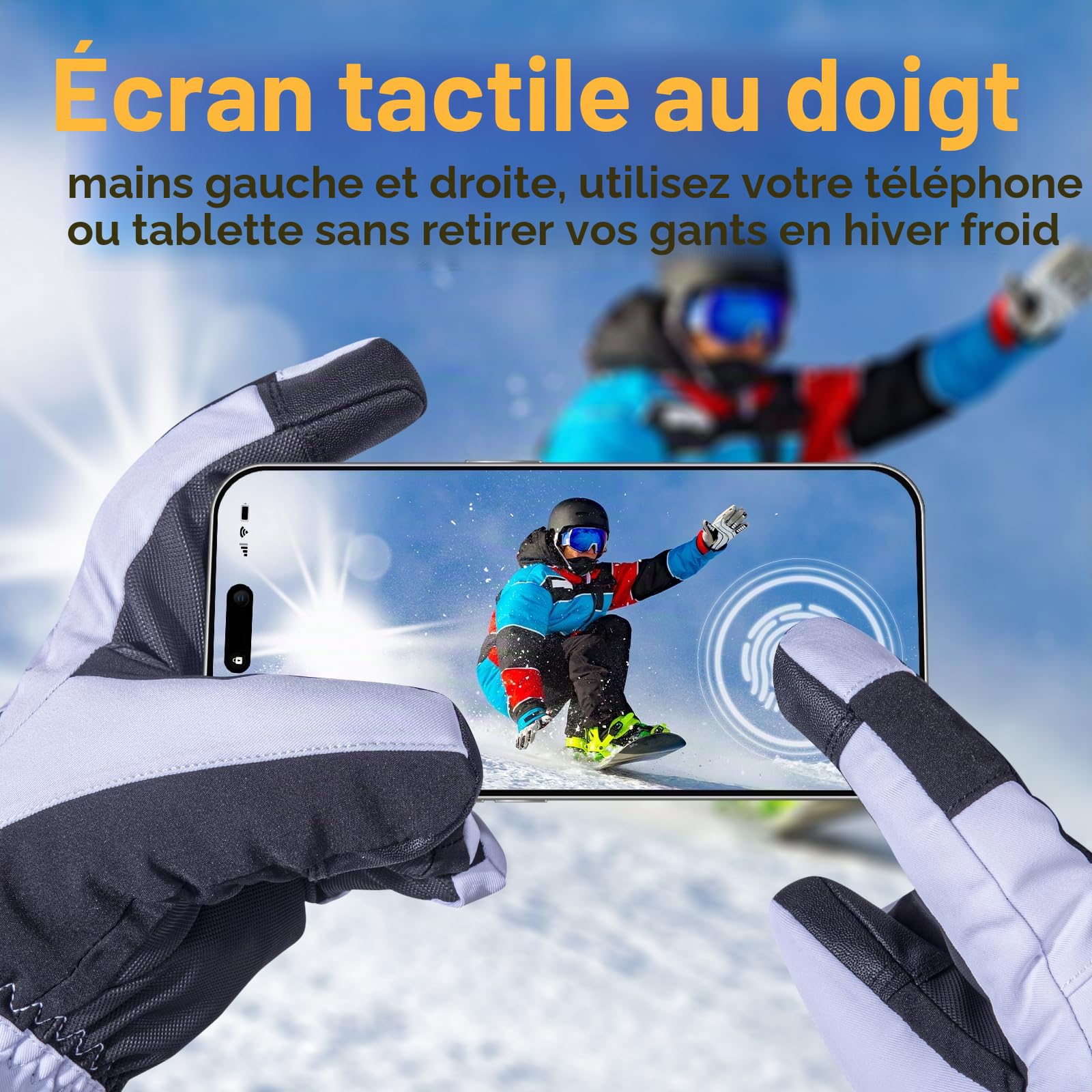 Telguua Gants Chauffants pour Femme et Homme,Touchables à l’écran Gant Chauffants avec Batterie Rechargeable 7.4V 5500mAh Chauffage Plus Rapide/Stable,3 Températures Réglables, pour Moto,Cyclisme,Ski