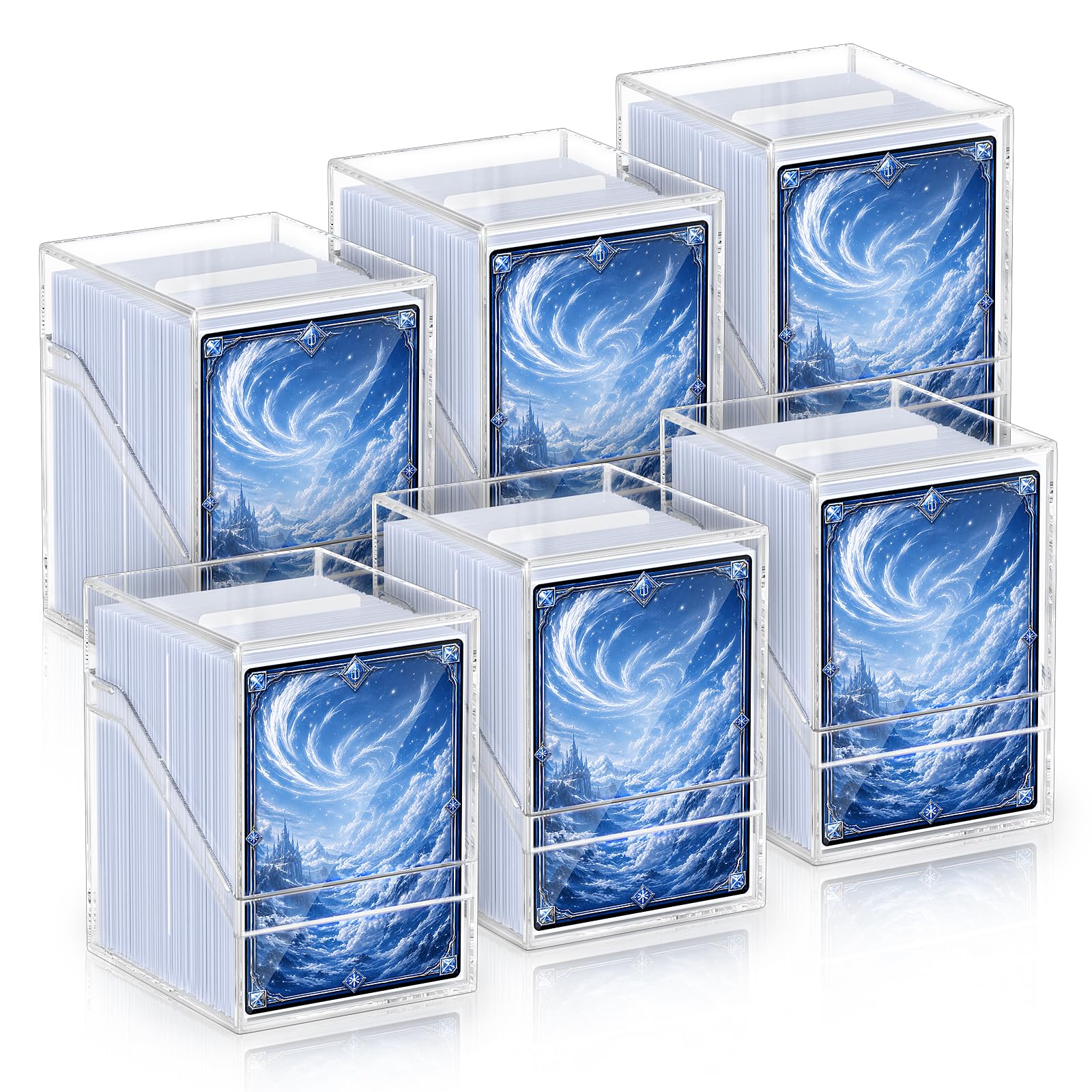 YSCare Deck Cases, 6 Pack Acrylic Commander Deck Cases and 600pcs Clear Card