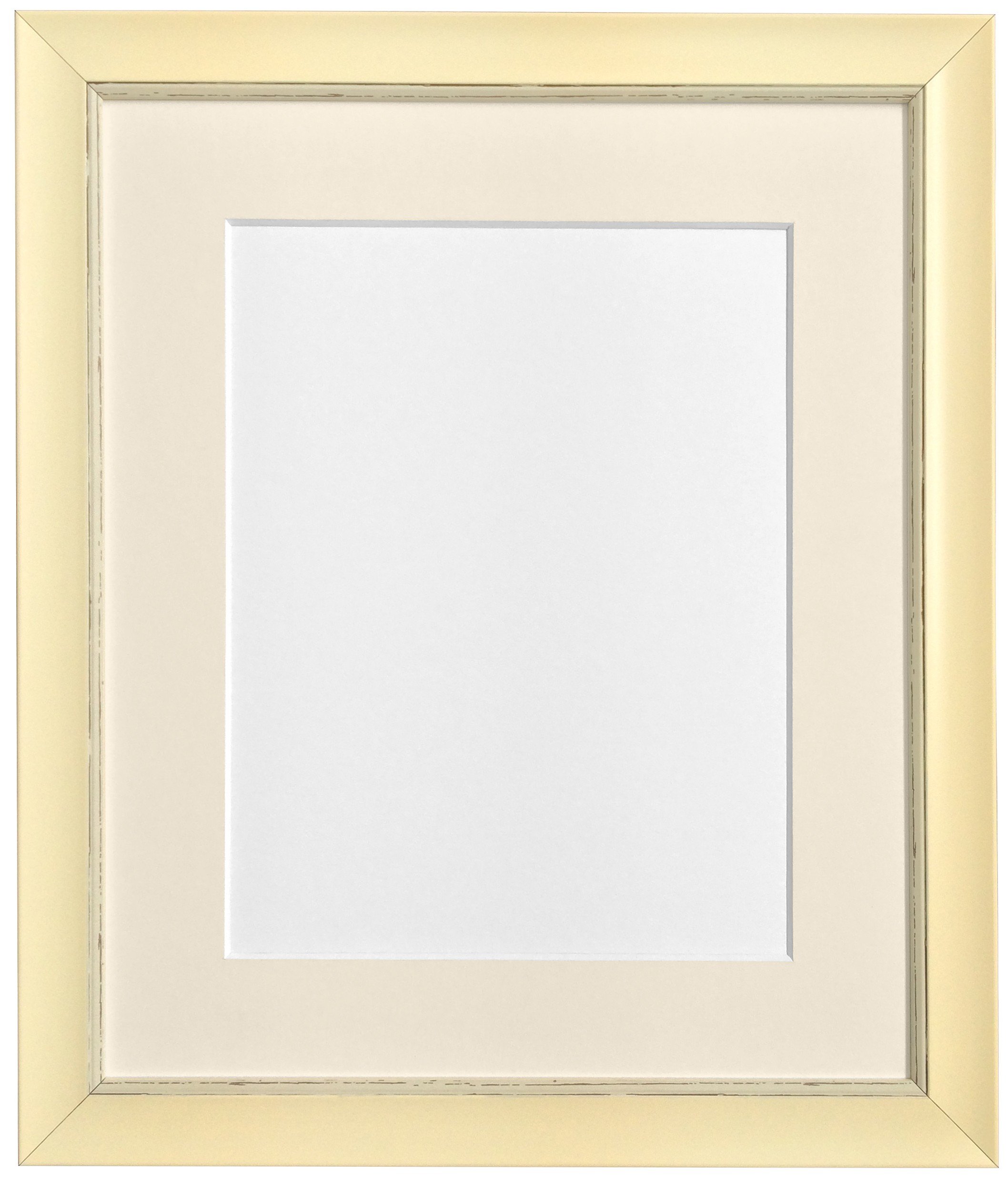 FRAMES BY POST Nordic Distressed Cream Photo Frame with Ivory Mount 10"x8" Pic Size 7"x5"