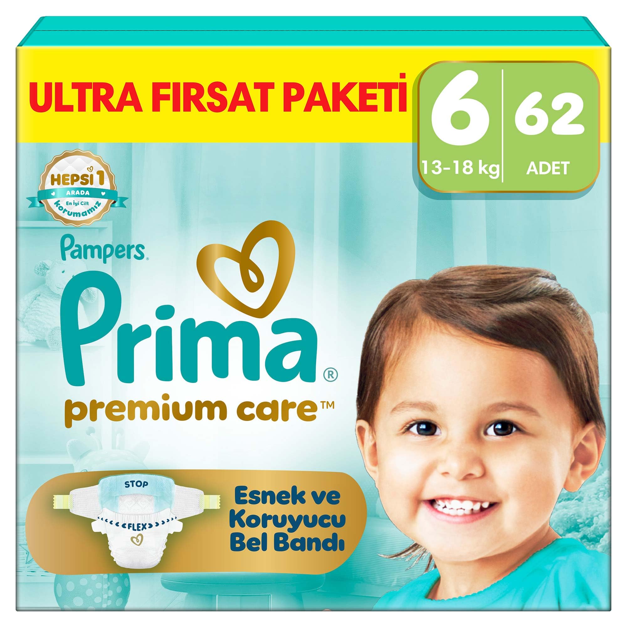 Prima Bebek Bezi Premium Care 6 Numara 62 Adet Ultra Fırsat Paketi