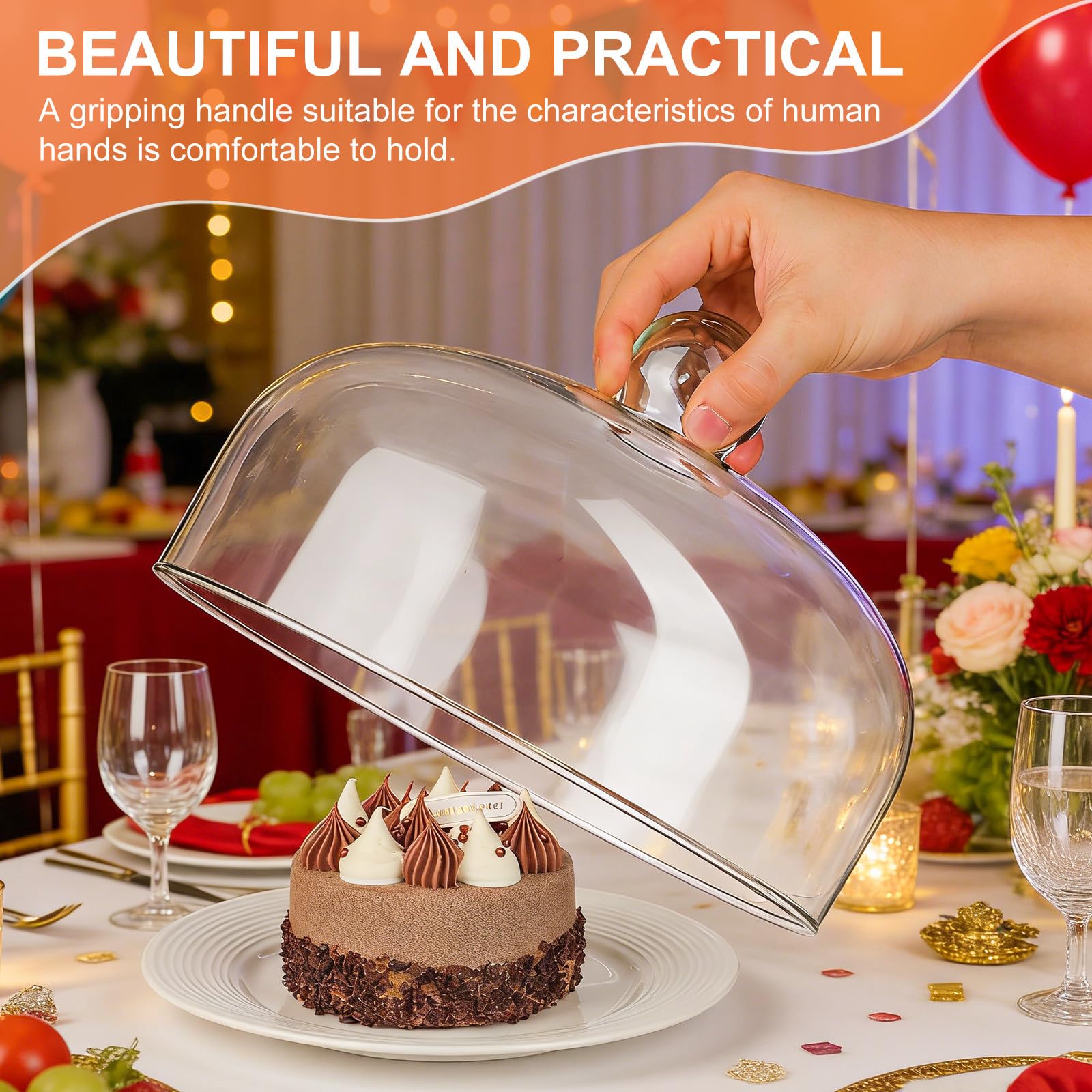 Cloche à Gâteau en Verre Robuste et Transparente, Protecteur Alimentaire sans Plomb pour Garder la Nourriture Propre et Fraîche, Desserts et Pâtisseries