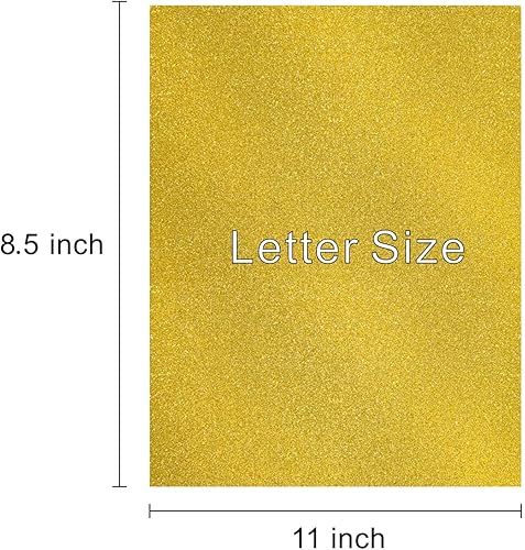 Miniatura 2 de Papel de cartulina dorado pesado con purpurina, 50 hojas (300 GSM  110 libras de cubierta), papel con purpurina tamaño carta de 8.5 x 11 pulgadas