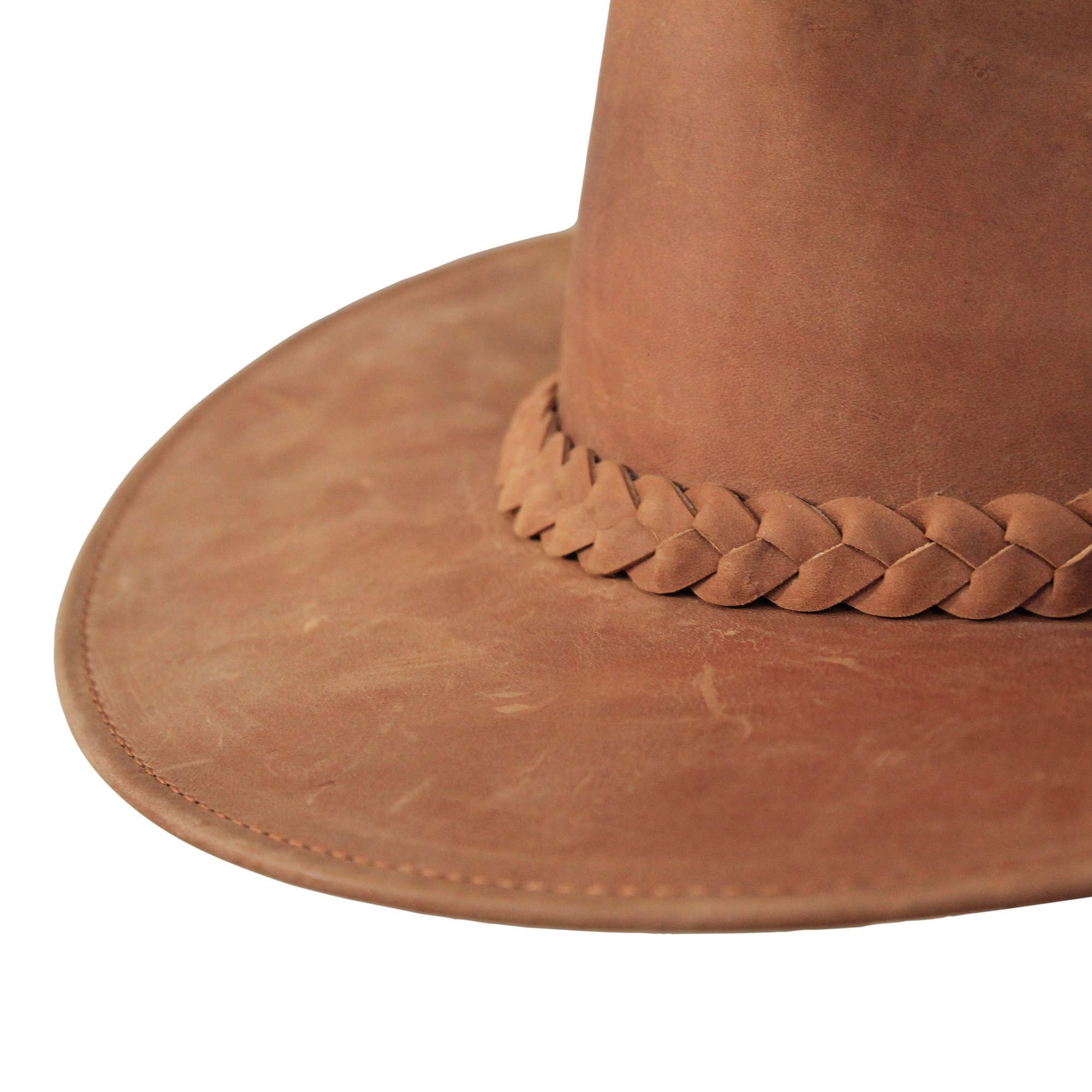 B&S Premium Leder Fedora - Hut mit breiter Krempe - Hochqualitatives Leder - Wasserabweisend