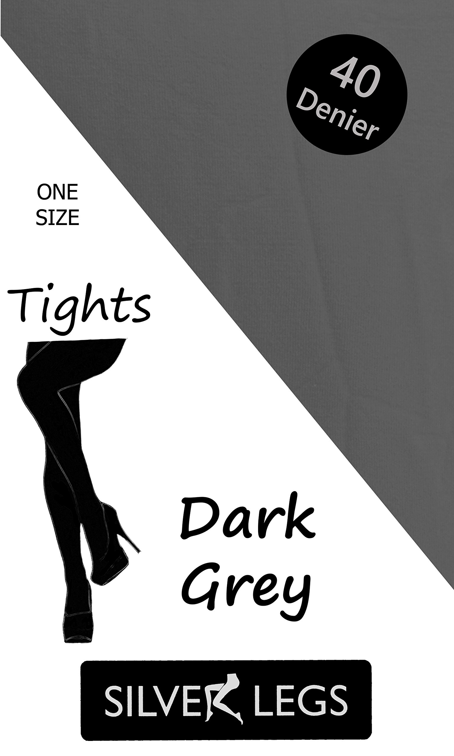 Silver Legs 40 Denier Semi-Opaque Tights - Slate Grey - One Size
