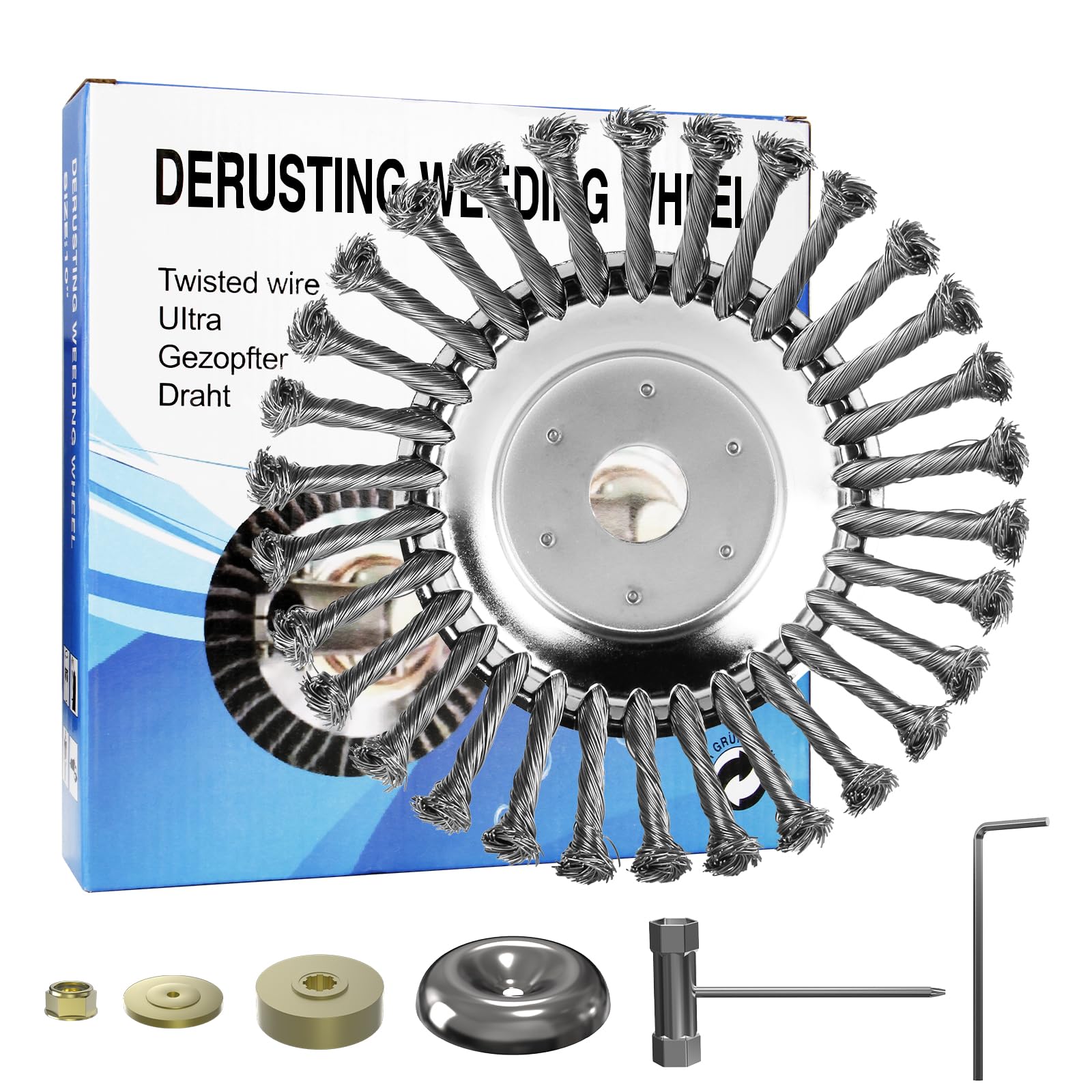 SHENTEC 8 Inch Weed Wacker Attachments Heads,Steel Wire Rotary Brush Cutter Trimmer Head Weed Blade, Universal Adapter Kits,Lightweight Gardening Lawnmower.