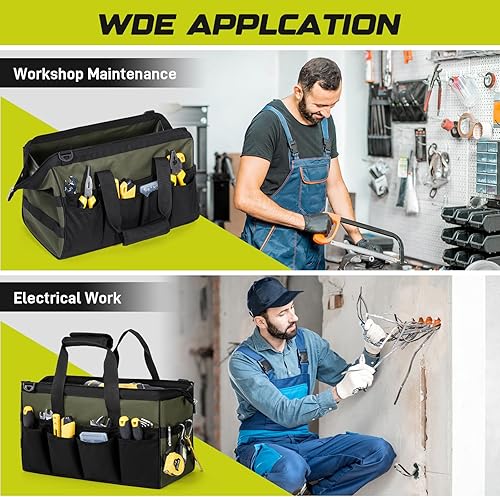 Miniatura 7 de Bolsa de herramientas de 16 pulgadas, 15 bolsillos, organización de almacenamiento de herramientas vacía resistente, bolsa de herramientas de