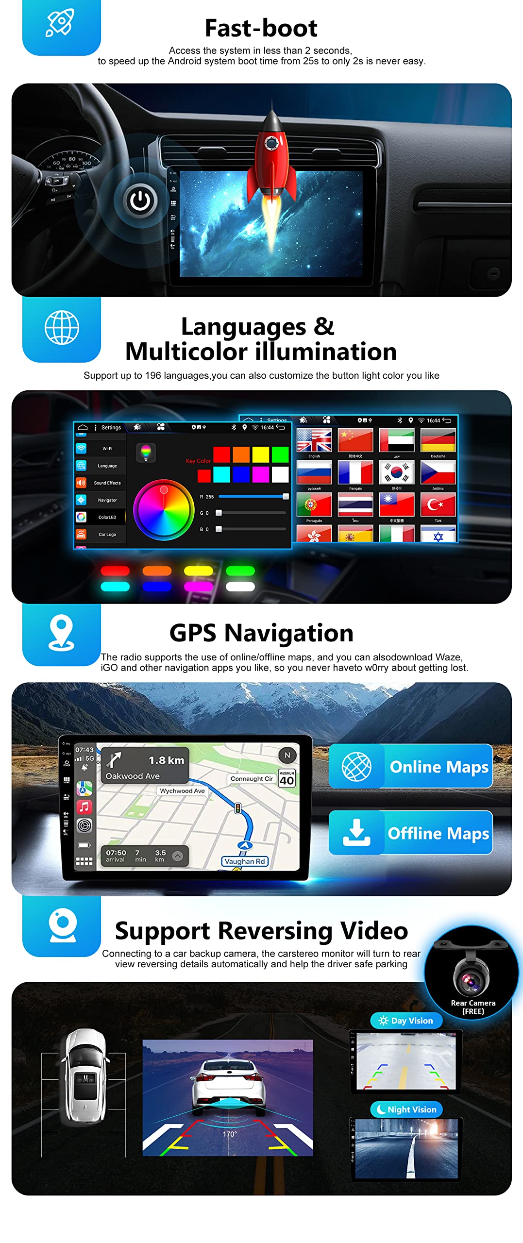 Autoradio GPS Bluetooth pour Hyundai i10 2007 - 2013 CarPlay Android Auto Radio Stéréo