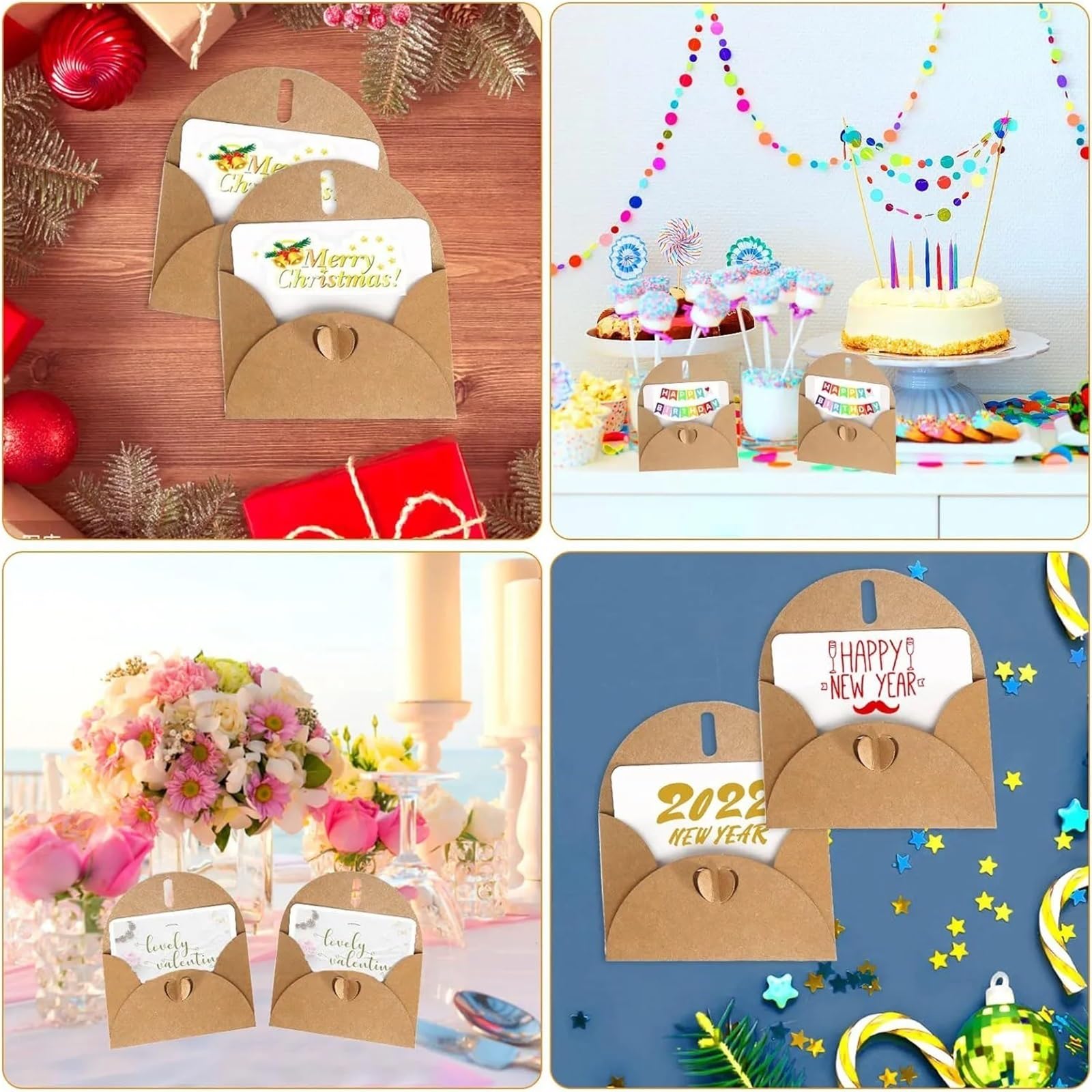 Blanko-Geschenkkarten und 40 Umschläge mit Herzverschluss, Vintage-Notiz-Set, Grußkarten für Hochzeit, Party, Einladung, 150 Stück