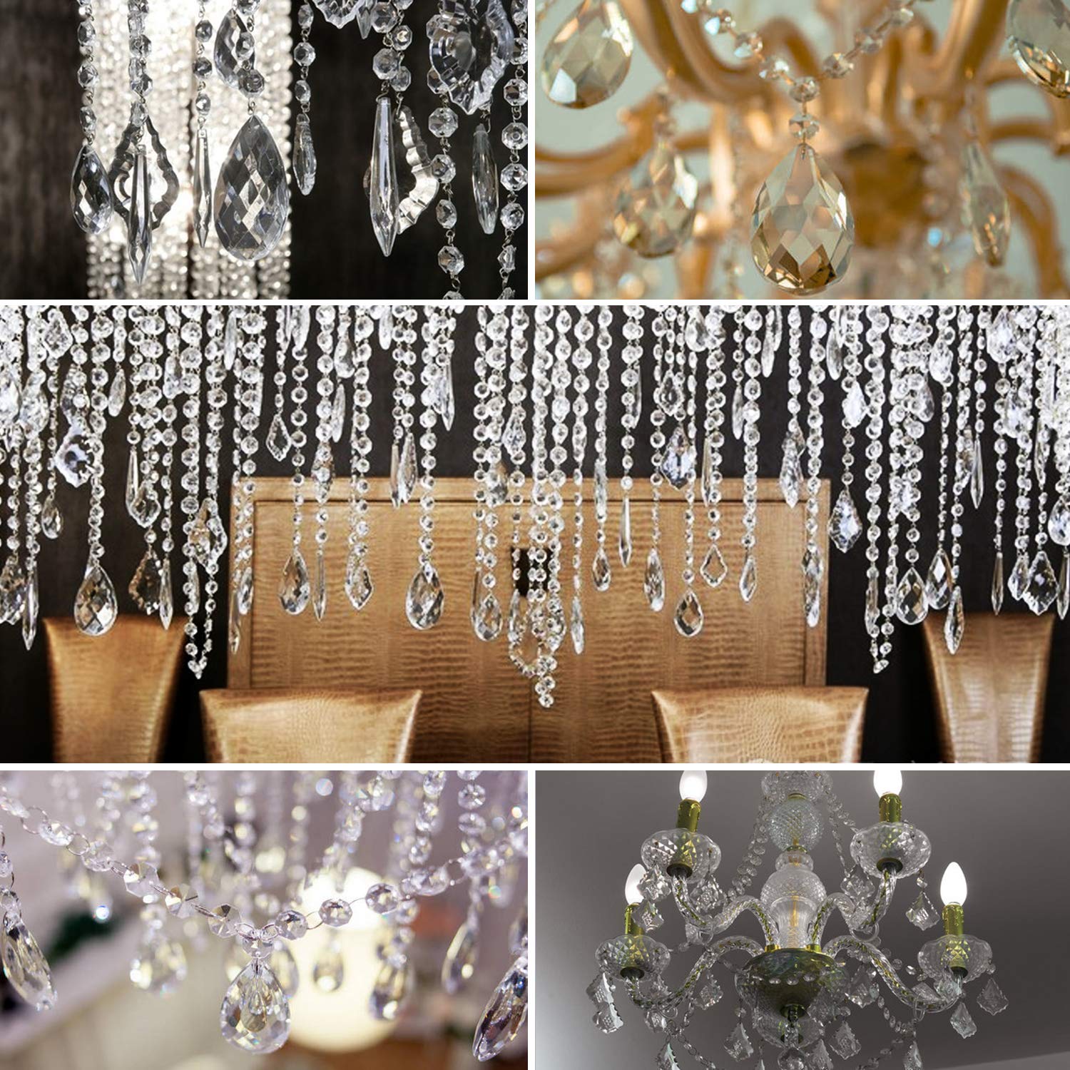 Set Cristalli 'Spitzen' 7 Pezzi Per Feng Shui - Con 30% Piombo, Effetto Arcobaleno, Con Filo Per Appendere