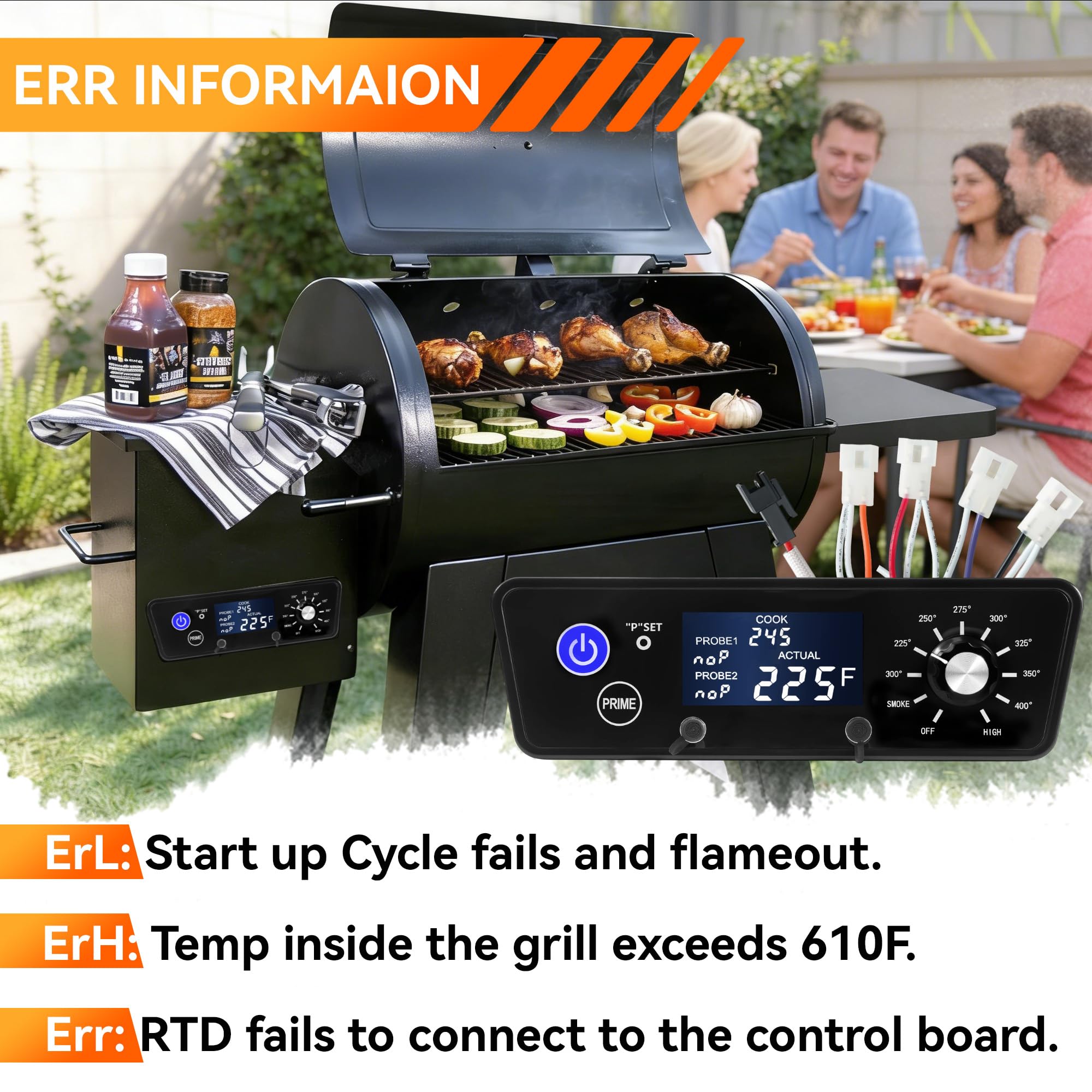 Pantalla LCD de termostato digital compatible con Pit Boss Wood Pellet Grill/Smoker Pit Boss Accesorios Termómetro Austin XL Partes Tablero de control de piezas Sondas de carne de repuesto, sensor de