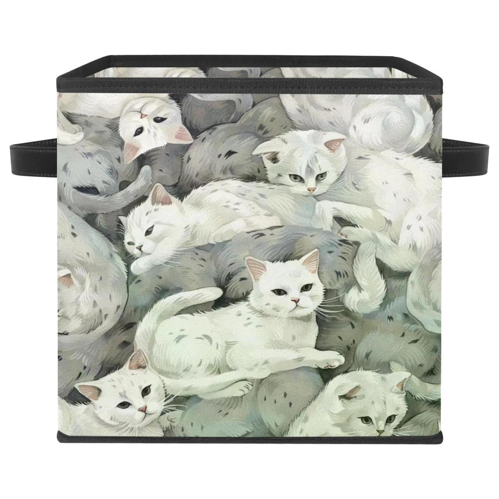 Panier chat blanc pour organiser les vêtements de toute la famille