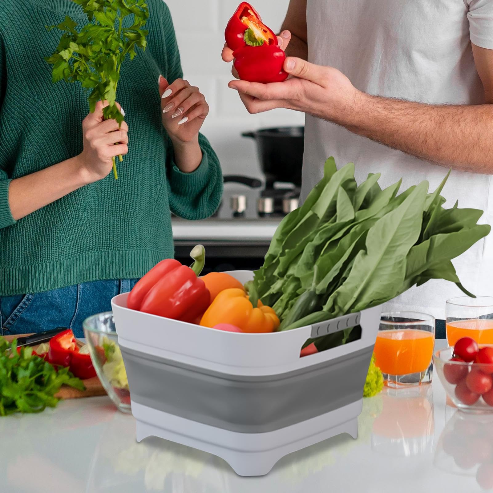 Lavabo portable - Évier pour biberons - Panier multifonction léger avec poignée ergonomique pour camping, vaisselle, cuisine, voiture