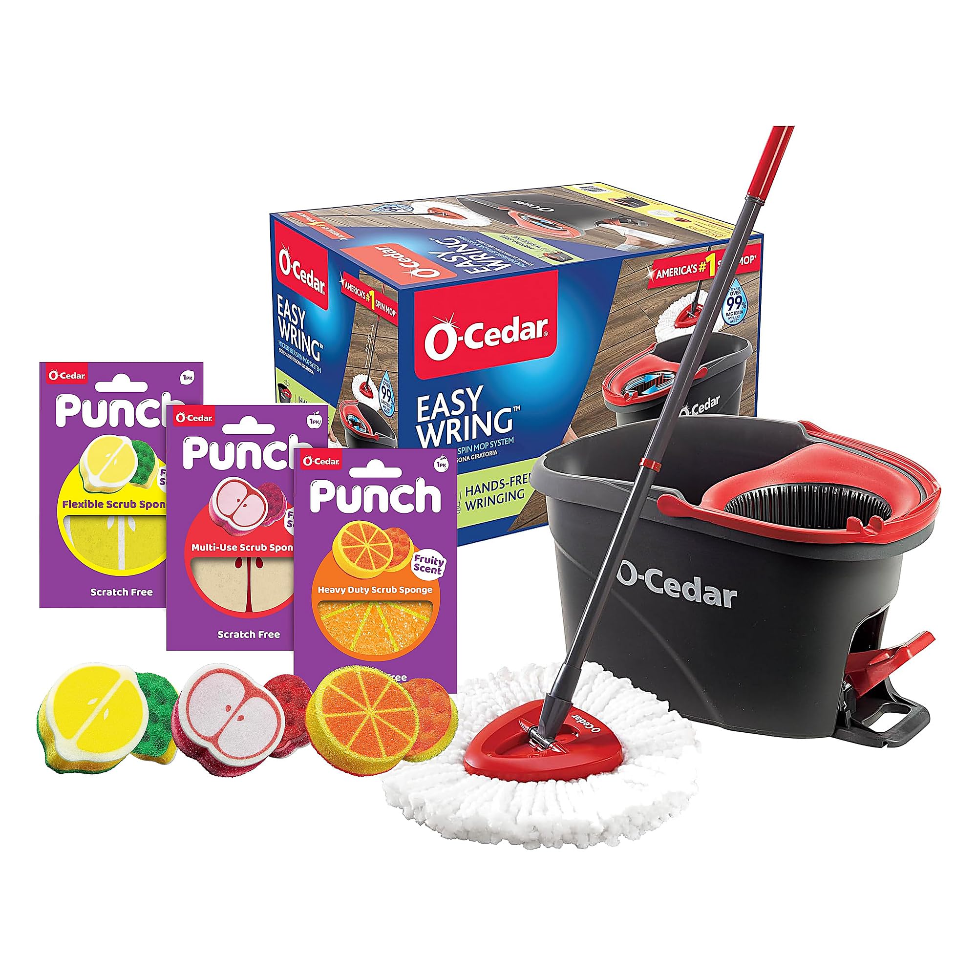 O-Cedar EasyWring Variation (Modern, Easy Wring Spin Mop &amp; Bucket + Punch Variety Pack)