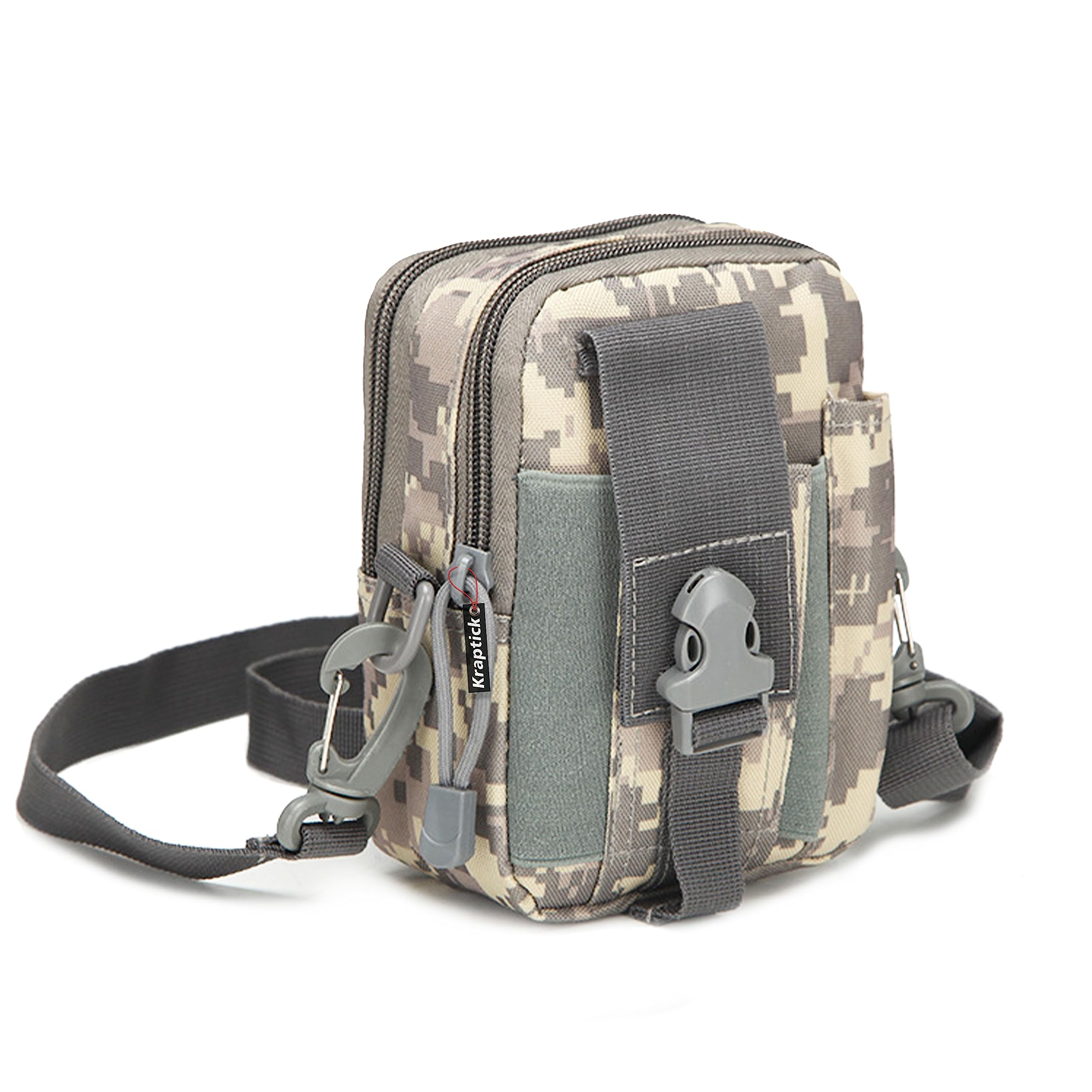 Kraptick Multi-Purpose Water Resistant Waist Bag with Shoulder Strap, Waist Bag Mobile Phone Holder, Waist Pack for Men, Women Camping Hiking Pouch with Dual Compartments (Grey)-image-47