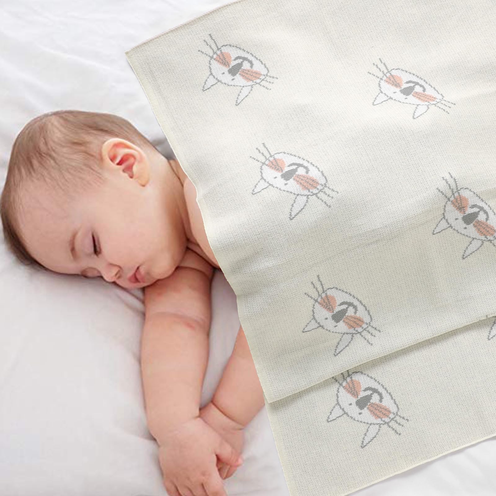 Hadetoto Baby Blanket for Newborn Soft Cozy Knitted Cotton Blankets Baby Essentials Gifts for Newborn Girl Boy 100 x 80cm - Image 2