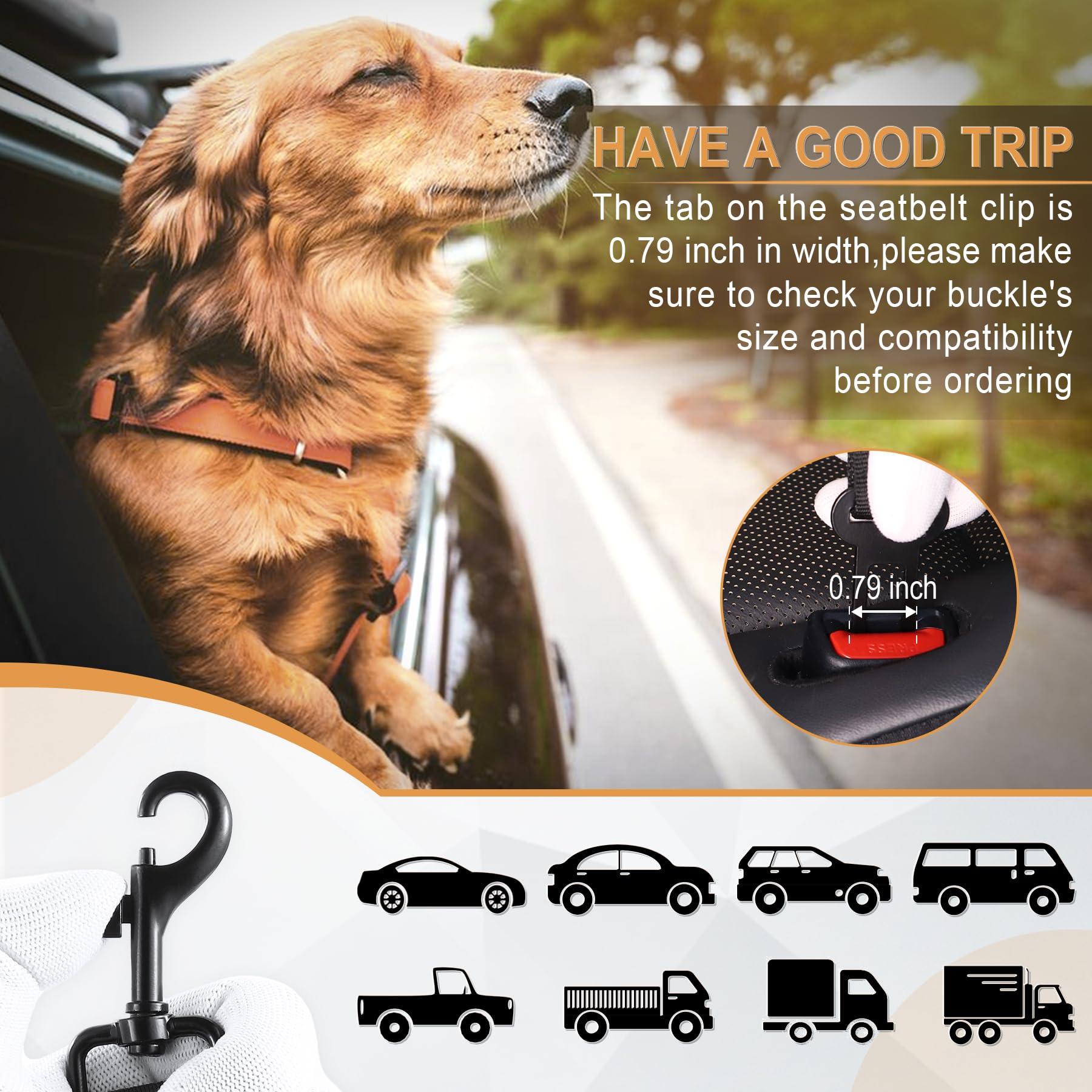 LivTee Hundesicherheitsgurt für Auto, 2 Packungen, einziehbares Hundegeschirr, verstellbar und bequem, Auto-Sicherheitsgurt-Leine, elastisches Nylon, Haustier-Sicherheitsgurte für Fahrzeuge,