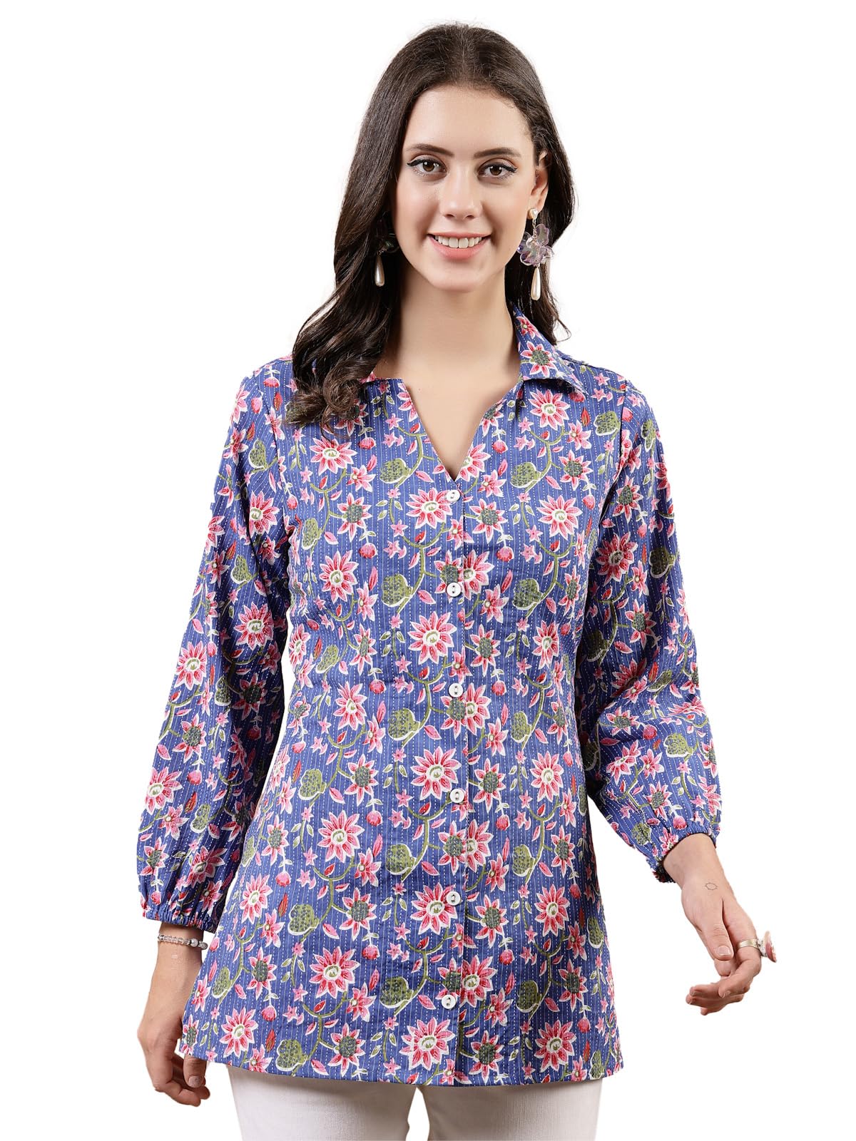 stylum Women's Floral Printed Cotton Shirt Style Top-picture-12