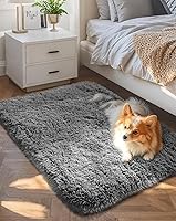 Ophanie Fluffy Non-Slip 2x3 Grey Area Rug - Soft Bedroom Entryway Mat for Nursery, Kids, Pets & Home Decor