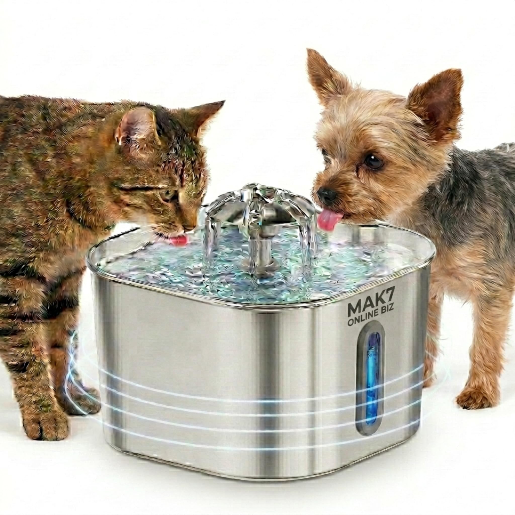 MAK7® Stainless Steel Pet Water Fountain, 2.2L Automatic Water Dispenser with Ultra-Quiet Pump & Circulation System, Fresh Drinking Water Fountain for Cats & Small to Medium Dogs-image-48
