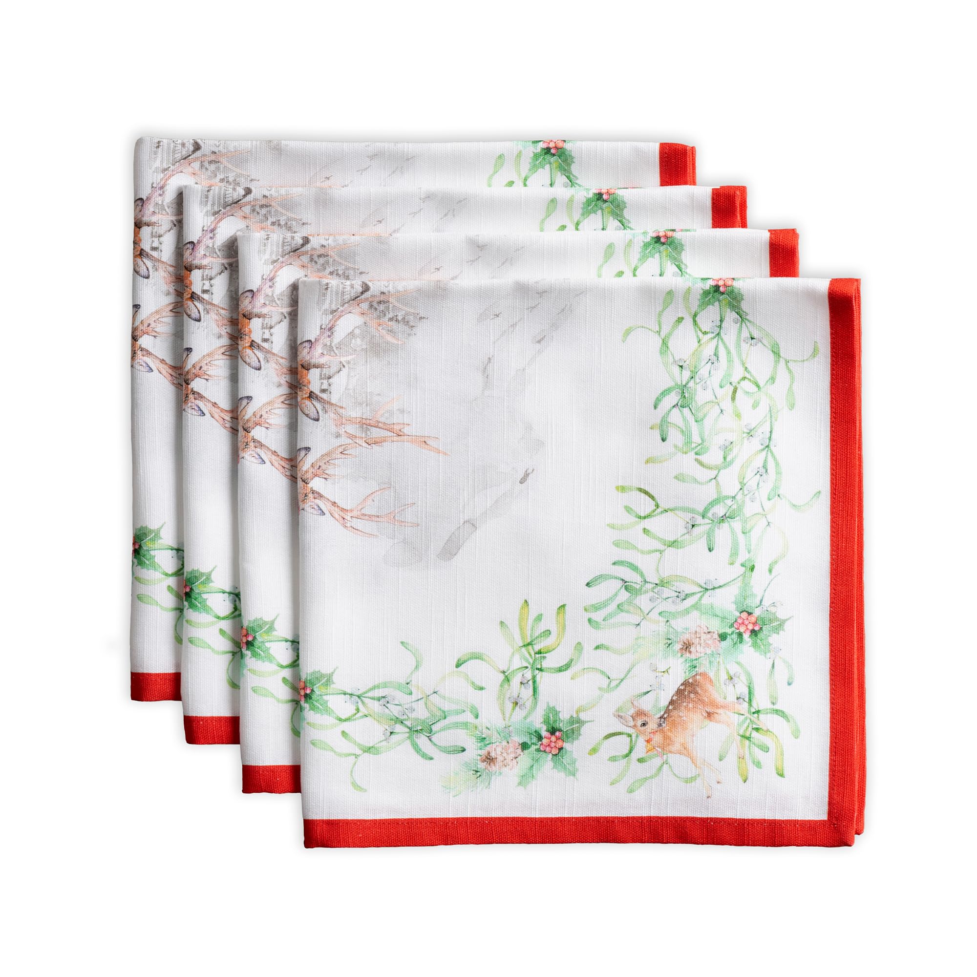 Maison d' Hermine Cloth Napkins Set of 4 100% Cotton for Thanksgiving Christmas Decorations Everyday Reusable Square Fall Napkins Cloth Washable