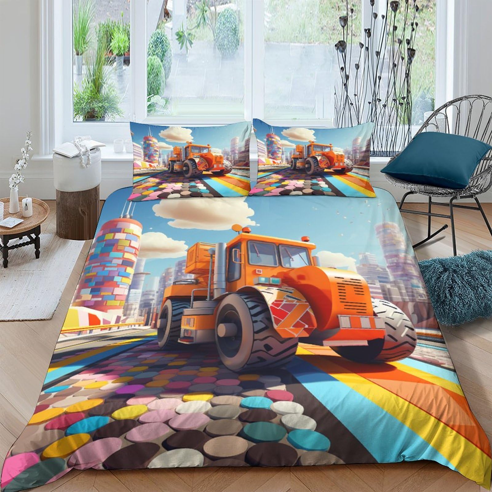 Housse de couette véhicule d'ingénieur 200x200cm avec 2 taies d'oreiller