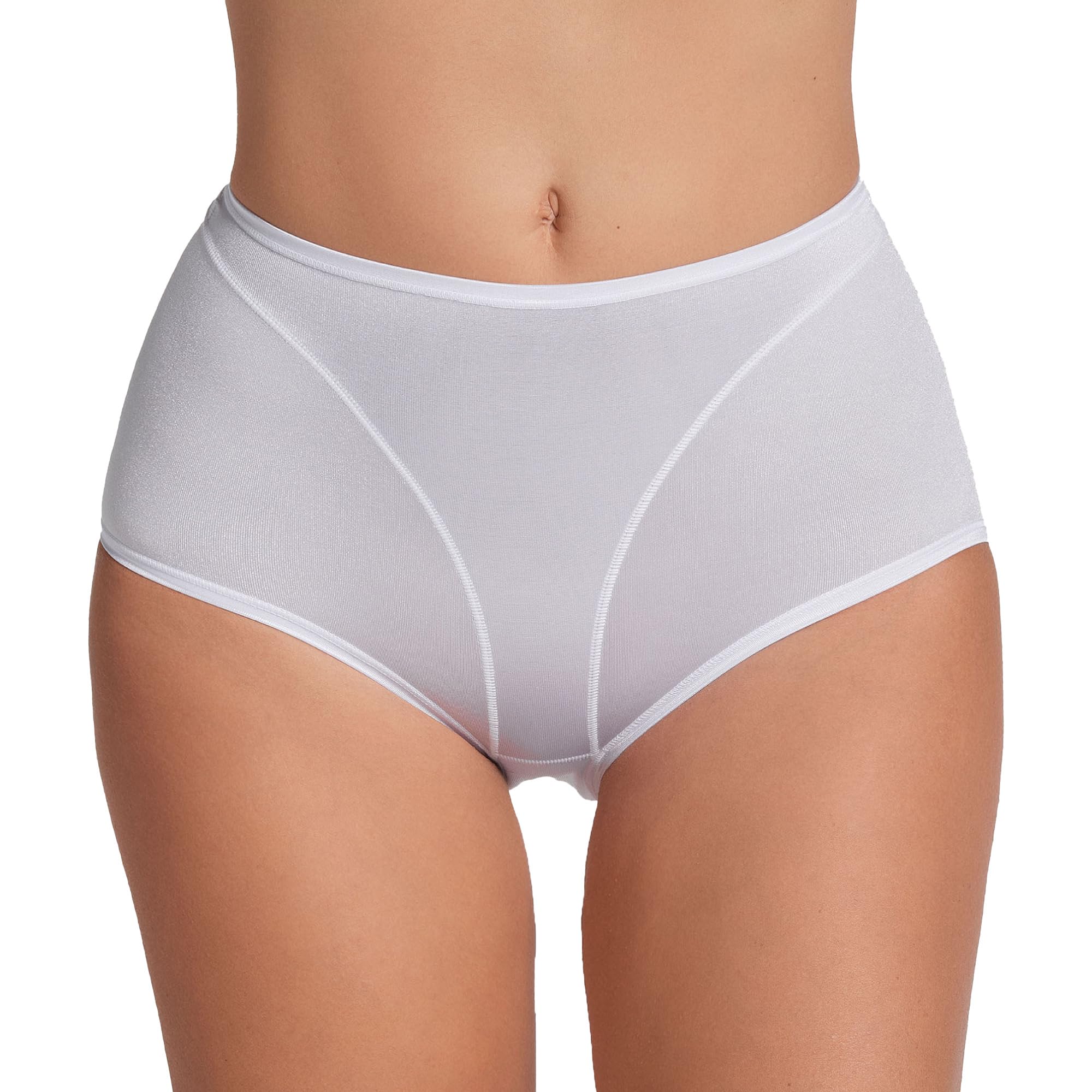 Leonisa Women's White - High-Cut Panty Classic Style Tummy Control Underwear For Underwear Panties With Shapewear Built In, Xl