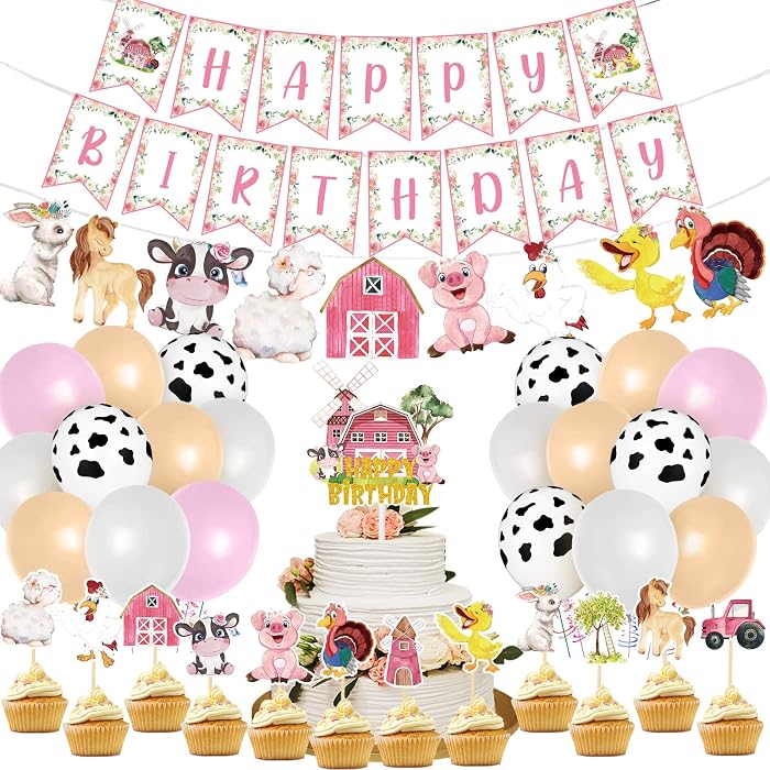 48 Stück Cupcake Topper Bauernhof Tiere – Niedliche Pinke Tier-Motive Für Kindergeburtstag Farm-Party