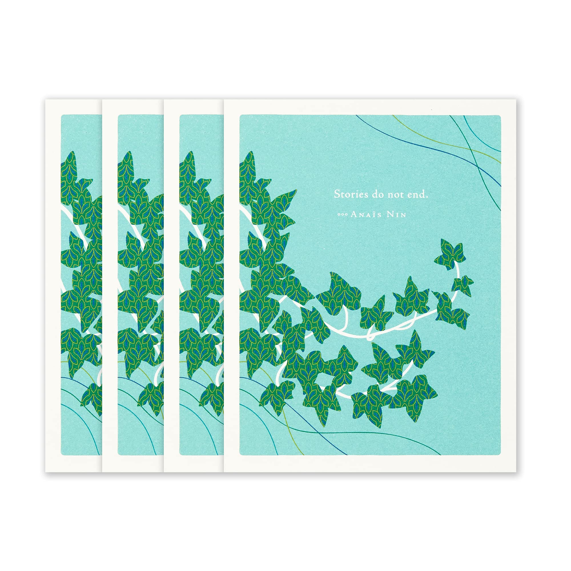 Compendium Positively Green 4-Pack of Sympathy Cards - Stories do not end (Four Cards Total, One Design, with Envelopes)