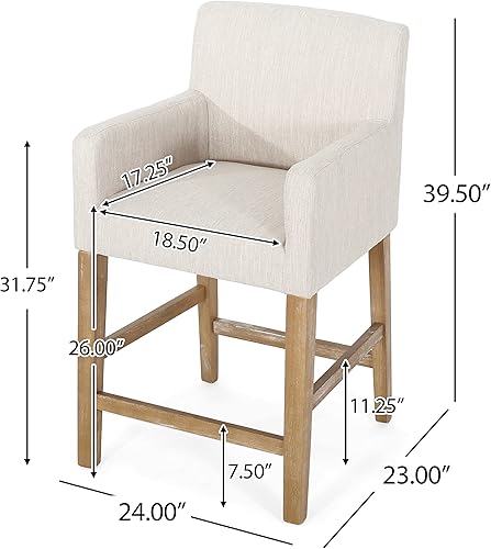 Miniatura 3 de Christopher Knight Home Armga - Taburete tapizado de 26 pulgadas, beige y marrón desgastado