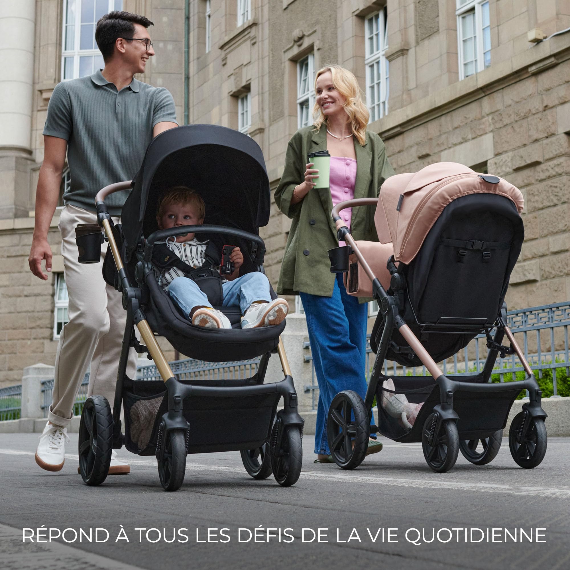 Kinderkraft MOOV 2 Poussette 3 en 1 Travel System avec nacelle 2-en-1 siège auto i-Size Gris