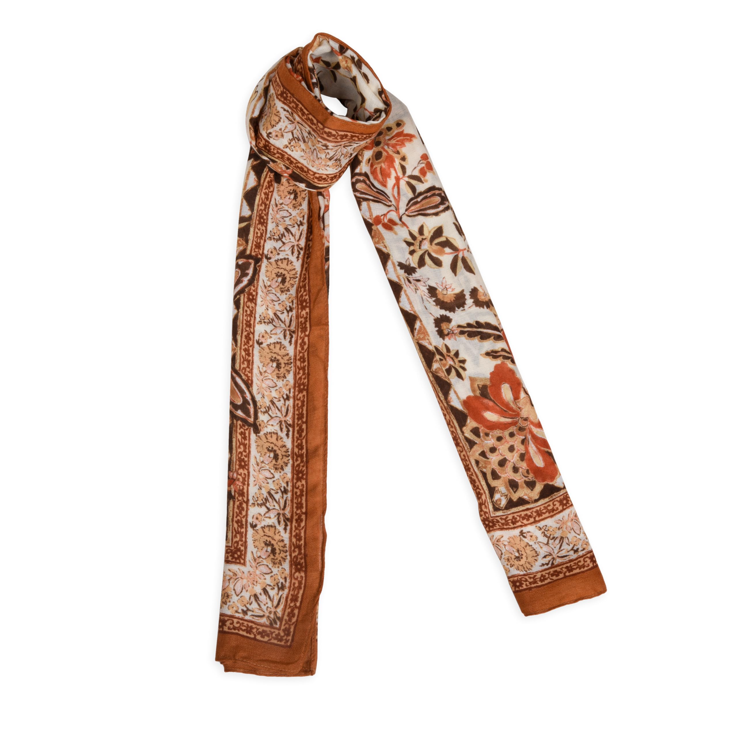 Kyoto Luxe Women’s Floral Luxe Scarf | Soft Lightweight Ivory & Grey Floral Printed Stole | Elegant Premium Fashion Wrap for All Seasons-image-42