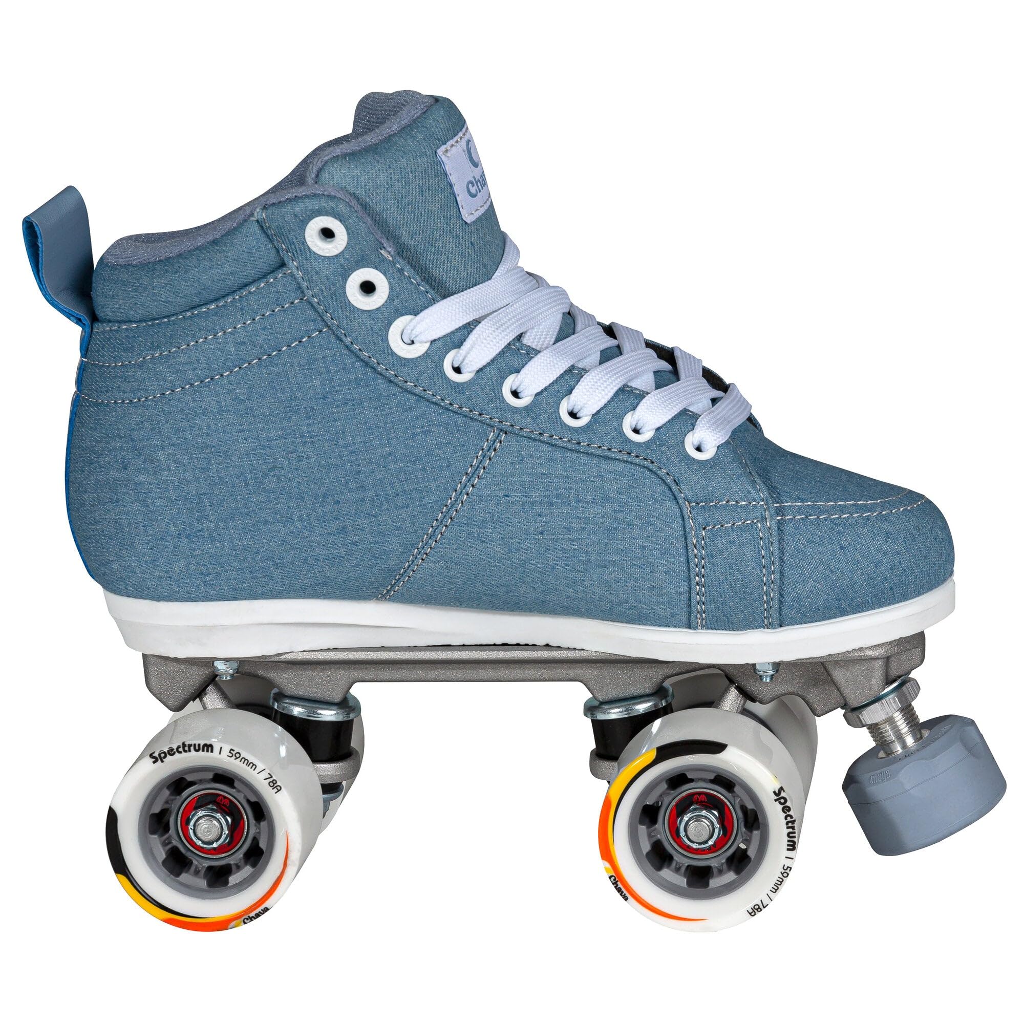 Chaya Rollschuhe Denim - Roller Skates für Damen und Herren im Retro-Look für Roller-Disco - Roll-Schuhe in Blauer Denim
