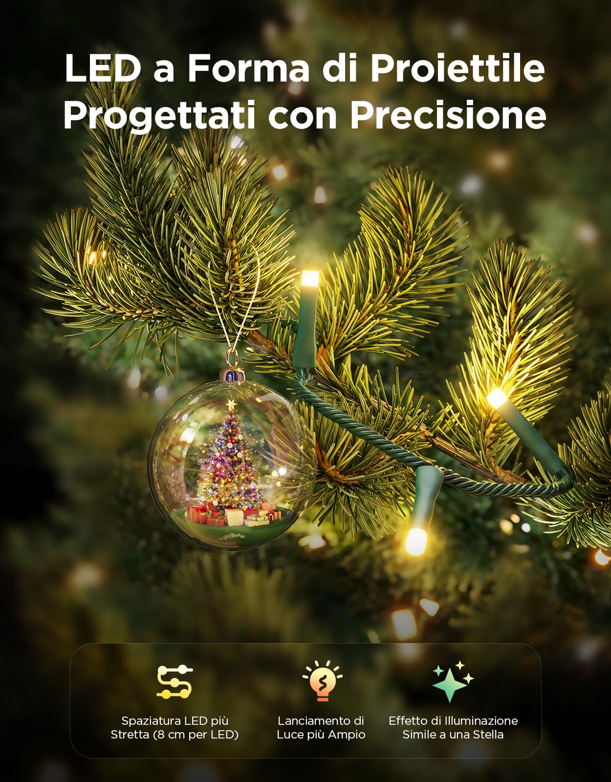 Govee Christmas Sparkle String Lights, Luci RGBWIC da 20M con 250 LEDs | Decorazioni Natalizie per Interni, Oltre 140 Modalità di Scena, Controllo APP Intelligente con Alexa