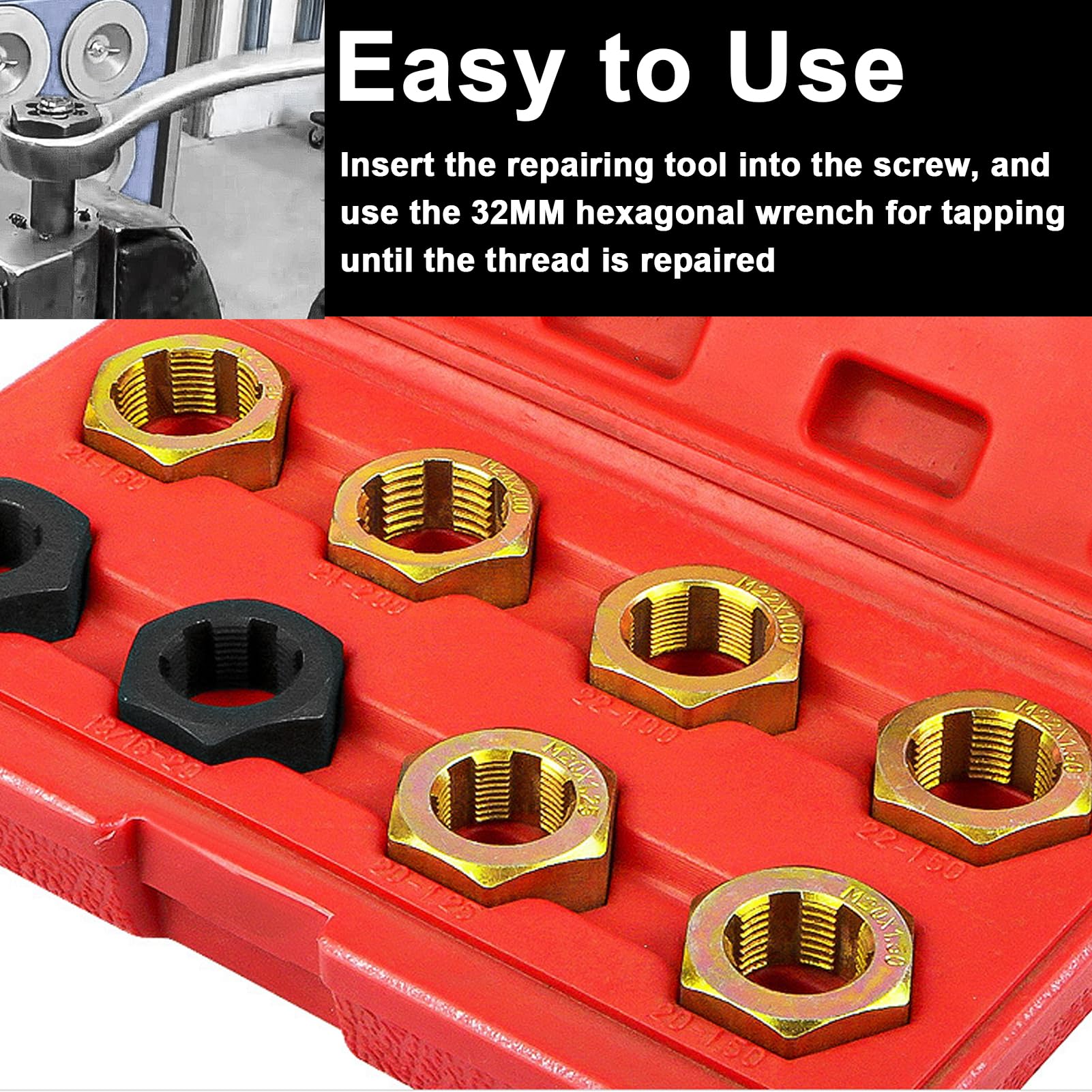 Leapiture 8PCS Car Transmission Shaft Screw Repairing Kit Metric Inch Thread Repairer Set Automobiles Screw Tool for Auto Repairing