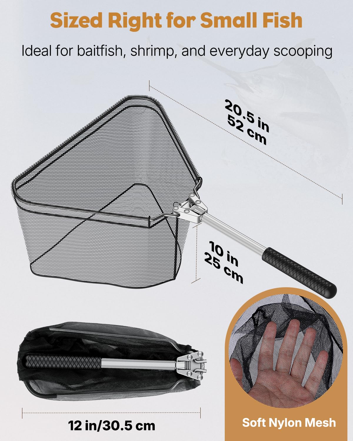 Pawfly Fishing Net, Fish Net with Collapsible Aluminum Handle and Nylon Mesh - Image 2