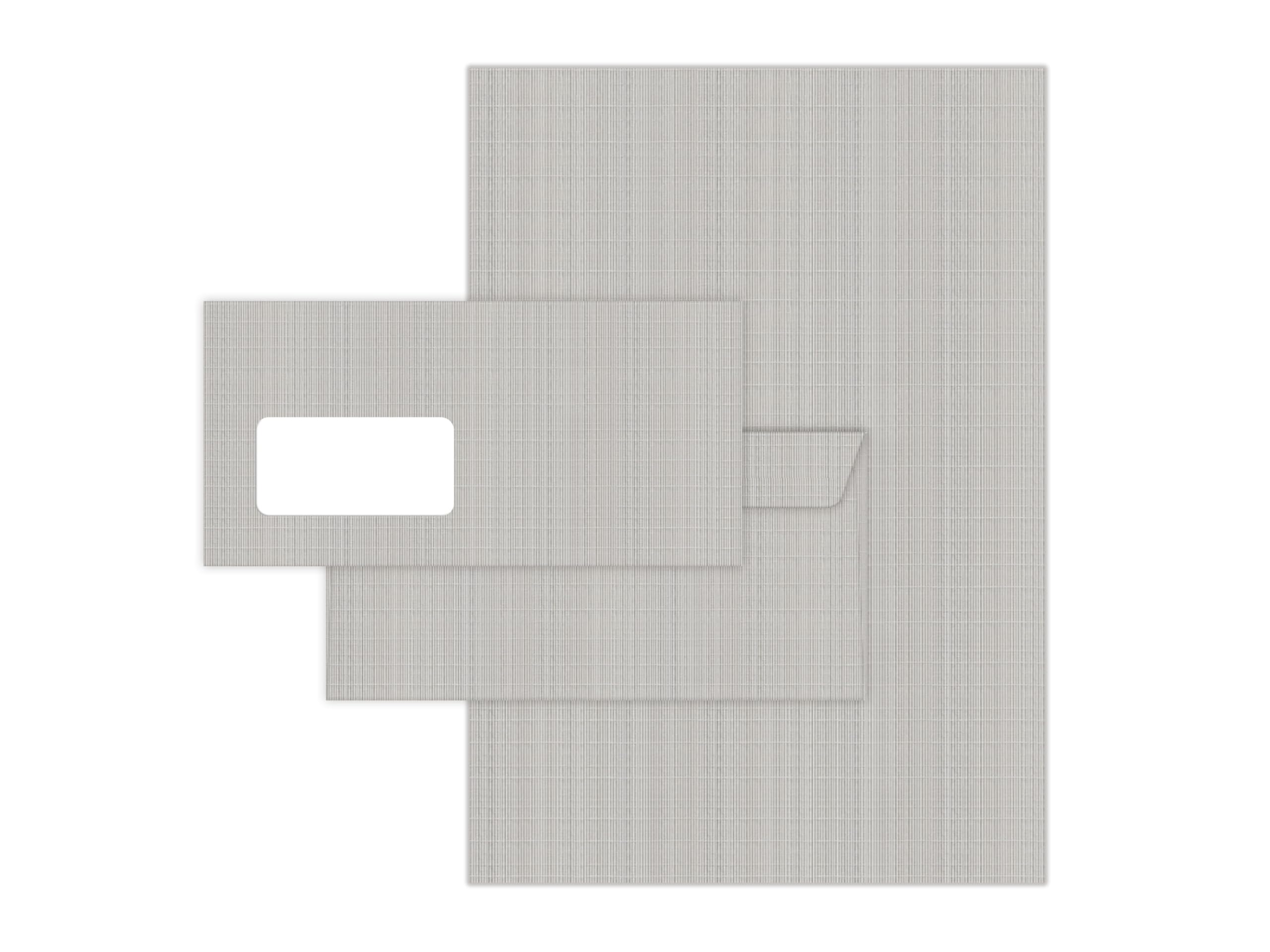 Briefpapier-Set 250 Briefbögen DIN A4 + 250 Umschläge DIN-lang mit Fenster haftklebend - Papier beidseitig bedruckbar für Einladung Briefpost Firmenpost Urkunde edel, grau, hellgrau mit feiner Textur