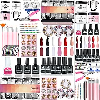 MAGIC ARMOR Acrylic Nail Kit with Everything Gel Nail Polish Set Starter Kit for Coffin Nails with Acrylic Powder Nail Art Tool Foundation & Base Top Coat Acrylic Nails Extension Nail for Beginners