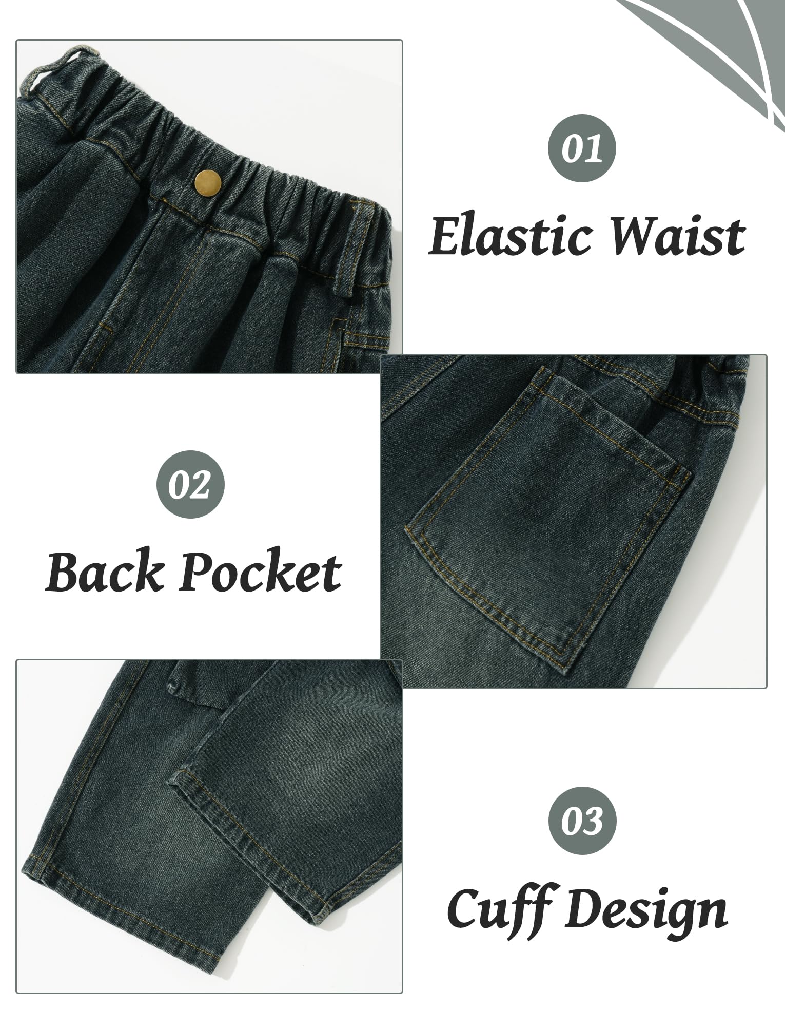 Happy Cherry - Vaqueros Cargo Niño Pantalones de Denim Holgados Pantalón de Mezclilla Ancho Algodón Estilo Callejero Jeans Vintage Infantil para Verano Primavera Otoño Invierno - 110-164