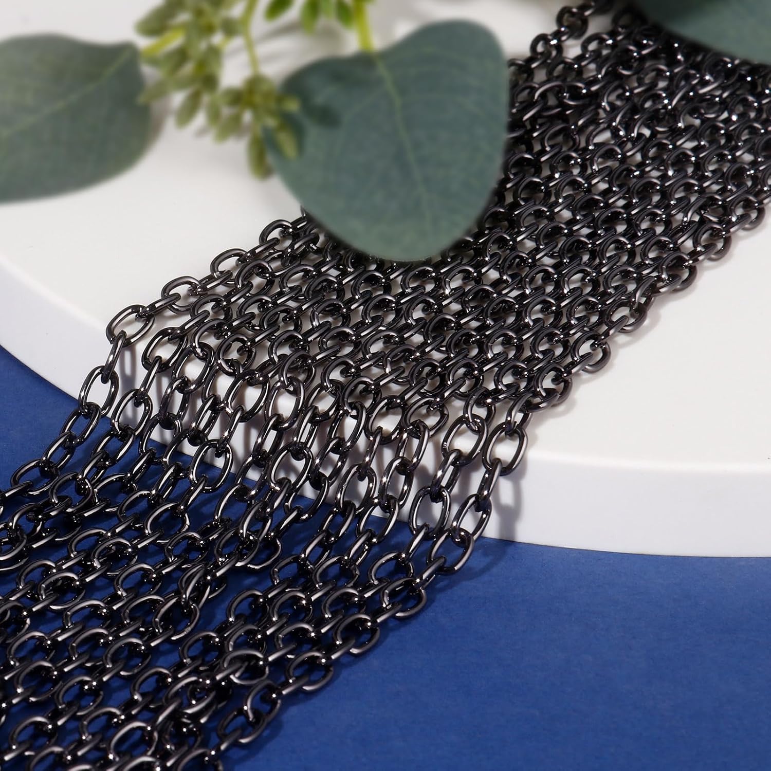 [33 FT] Black Rolo Cable Chain Bulk for Jewelry Making, 5MM Aluminum Black Oval Cable Link Chains Roll Spool for DIY Craft Jewelry Making - Image 2