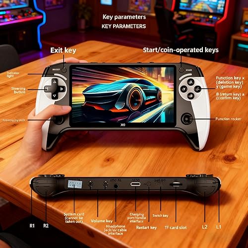 Miniatura 5 de Consola de juegos portátil retro X9, consola de juegos retro Saker de 64 GB con pantalla HD IPS de 5.5 pulgadas, más de 20000 juegos clásicos,