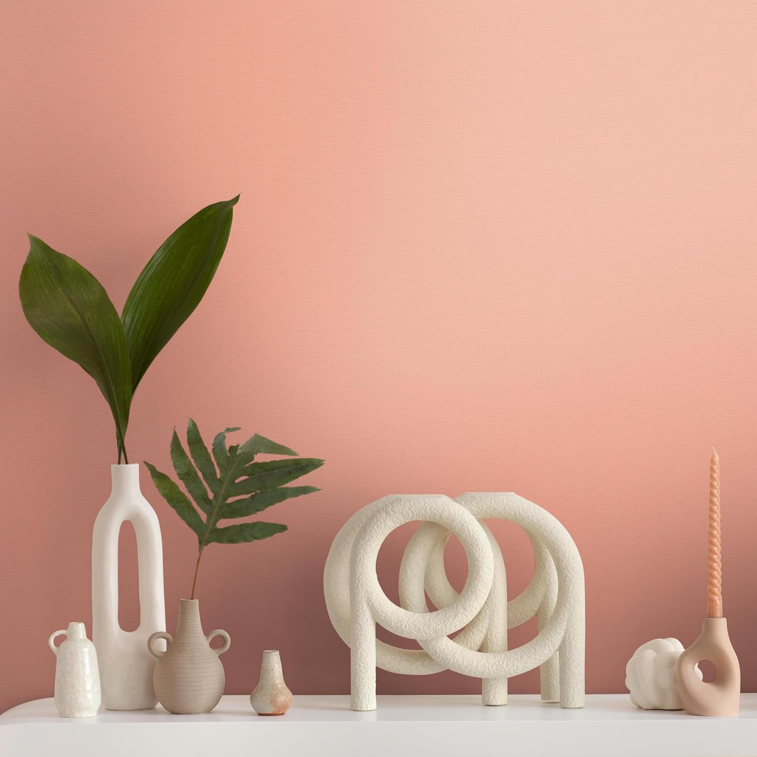 A.S. Création Wallpaper Orange Pink - High-Quality Plain Non-Woven Wallpaper 395818 with Light Structure - Wall Wallpaper for Various Living Spaces 10.05 m x 0.53 m - Made in Germany