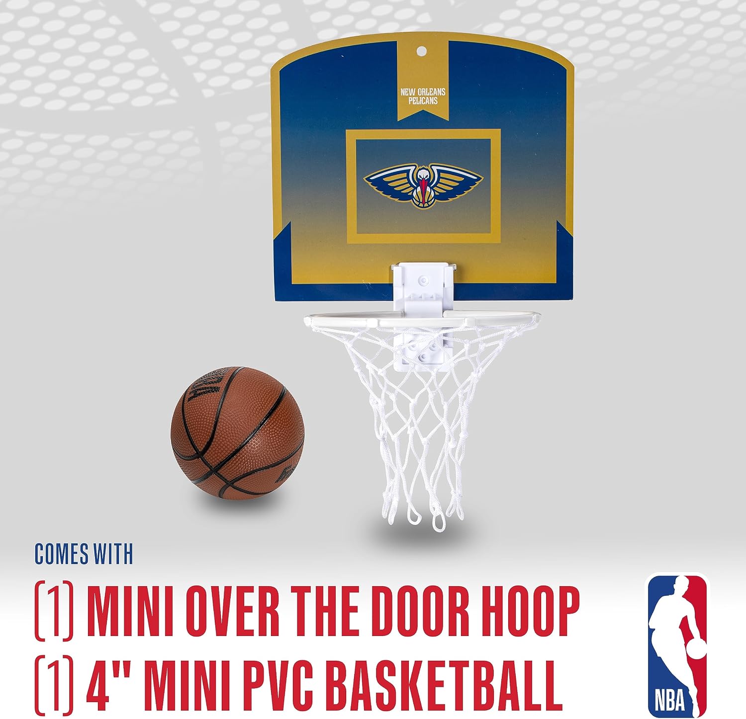 Franklin Sports NBA New Orleans Pelicans Mini Over the Door Basketball Hoop - Kids Indoor Mini Basketball Hoop with Ball - NBA Fan Shop Toy for Bedroom + Office - Over the Door Set