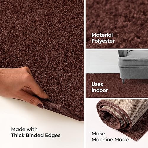 Miniatura 9 de Bright House - Alfombra unicolor, 2 pies de ancho por 12 pies de largo, forma ovalada, color durazno