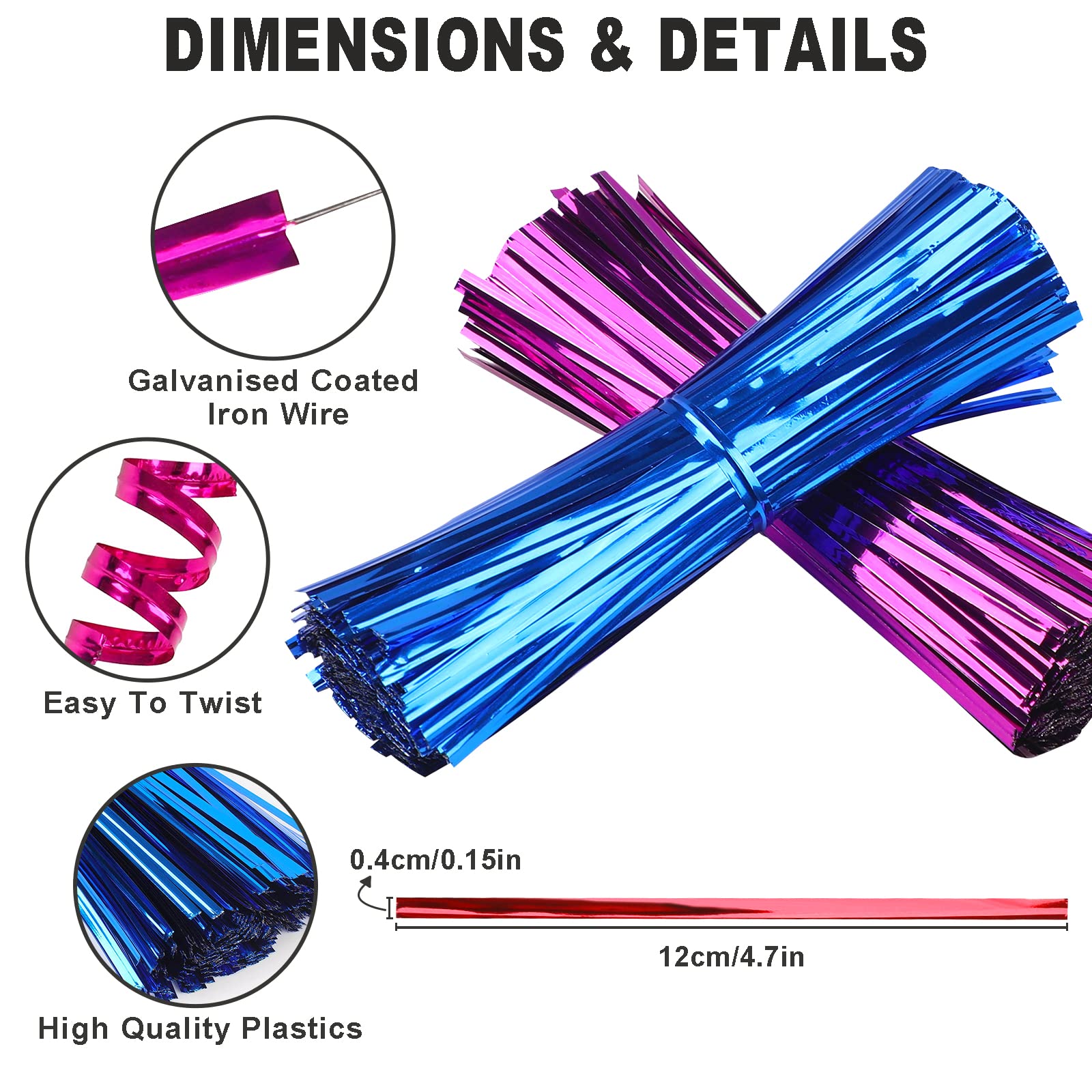 Amazon.co.jp: KIMOBER ツイストタイ 4000個 8色 プラスチック 4.7