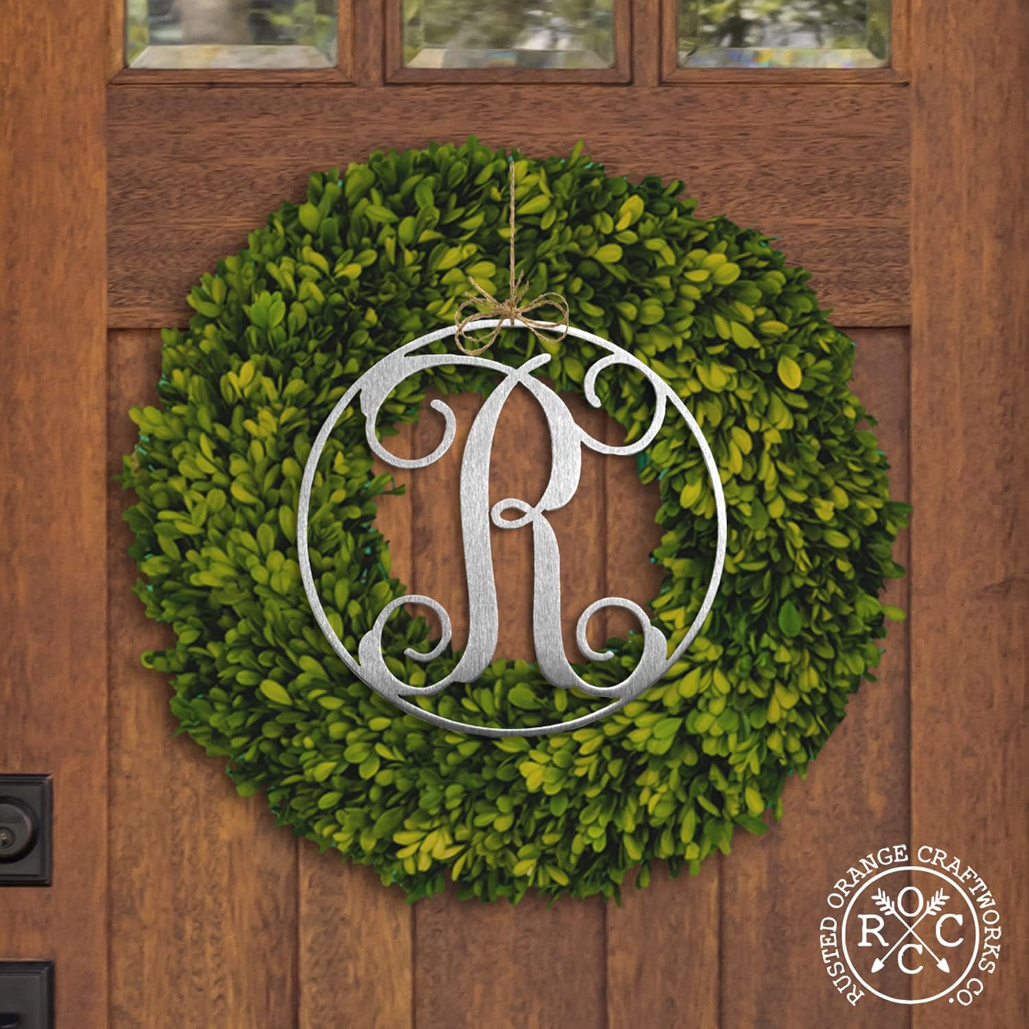 ROCC RUSTED ORANGE CRAFTWORKS CO. - Metal Letter Decor Monogram of P 10 x 10 inches for Wall or Door Family Initial Rustic Signs Outdoor or Indoor Decoration Custom Door Hanger Custom Established Sign
