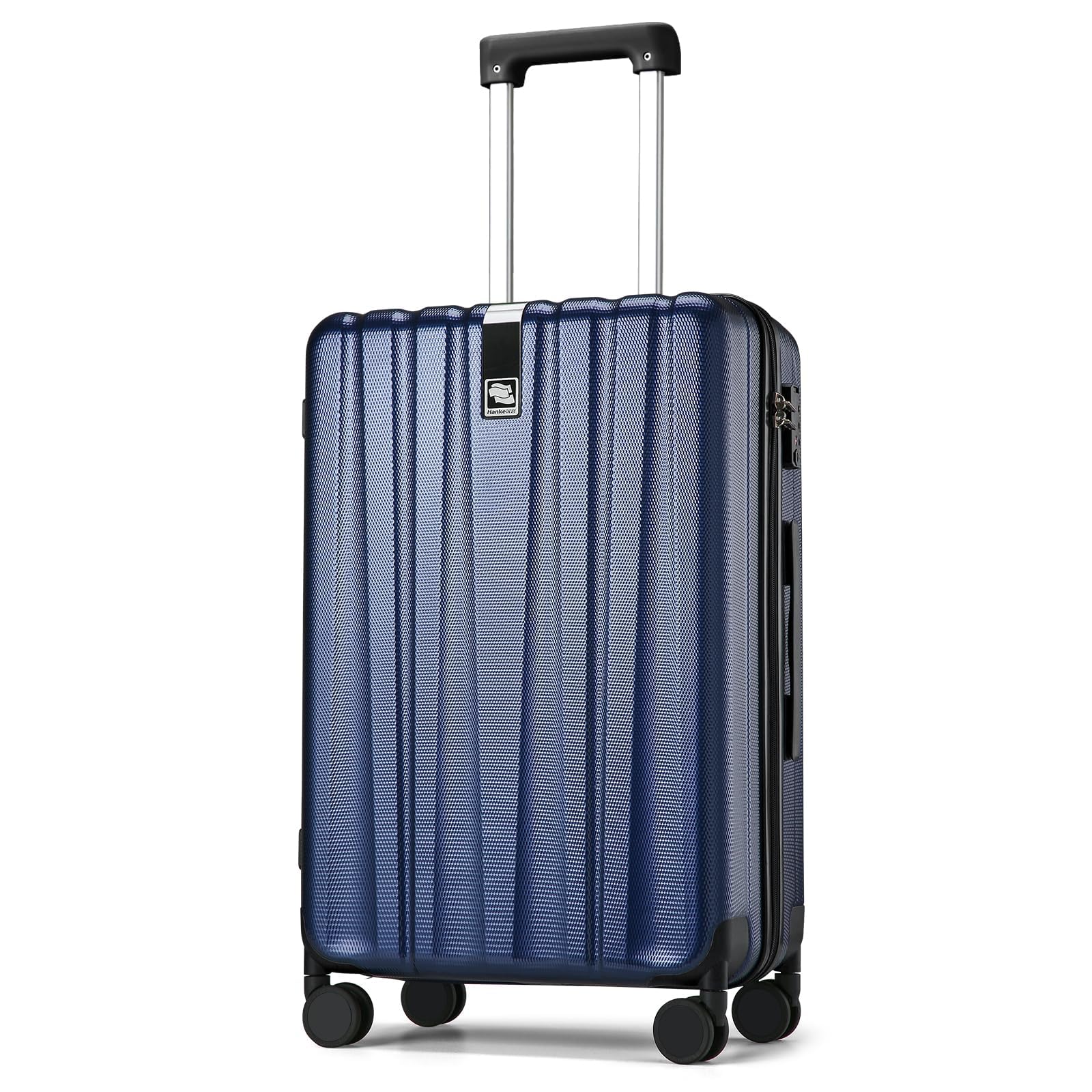 Hanke 24 Inch Luggage Suitcases With Spinner Wheels Lightweight PC Hard Shell Rolling Suitcase With Travel Locks,Checked-Medium 24-Inch(Dark Blue)